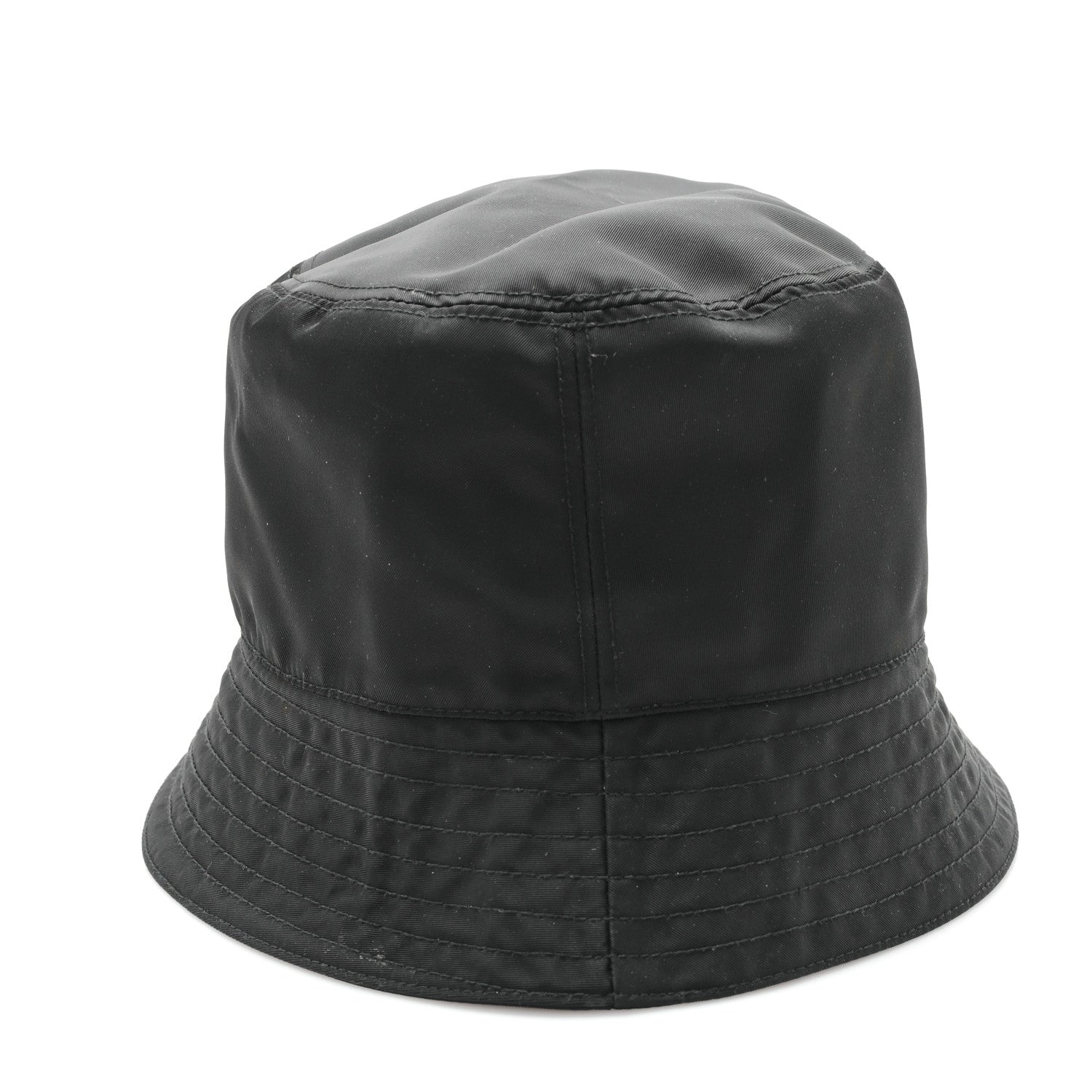 Prada Re-Nylon Rubber Logo Bucket Hat S Black 6 of 9