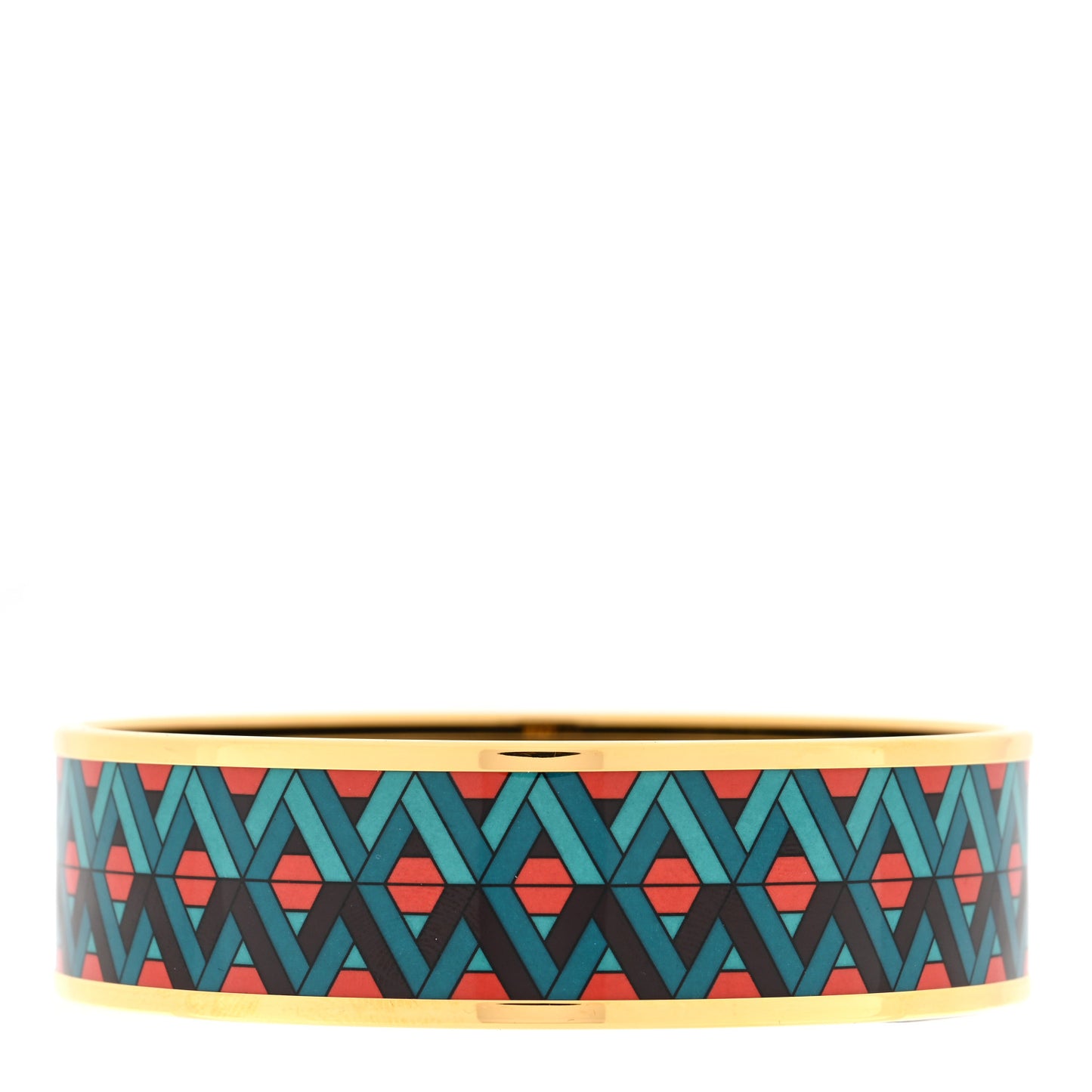 Enamel Printed Carre Cube Wide Bracelet 65 Blue Red