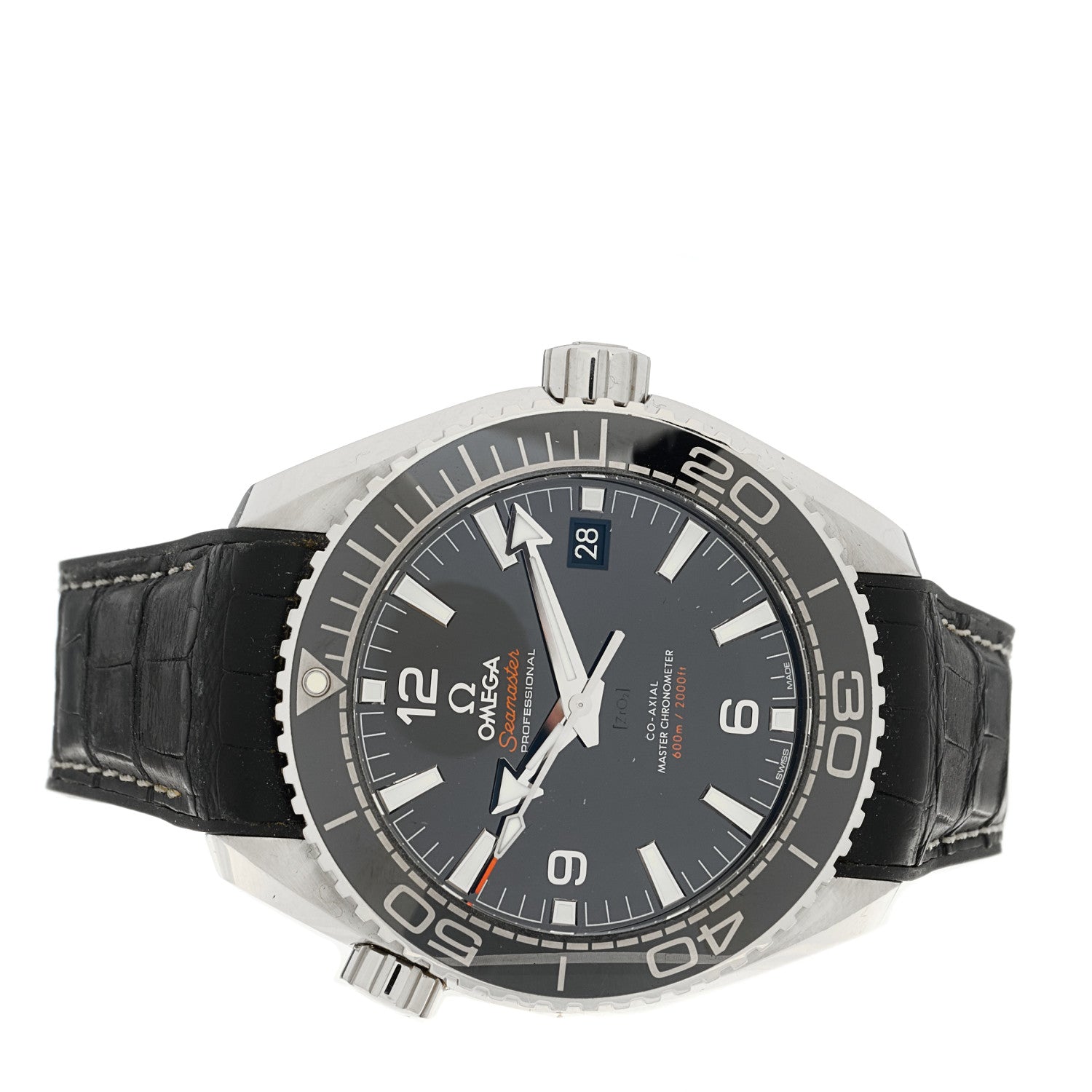 Omega Stainless Steel Alligator 44mm Seamaster Planet Ocean Automatic Watch Black 215.33.44.21.01.001 2 of 4