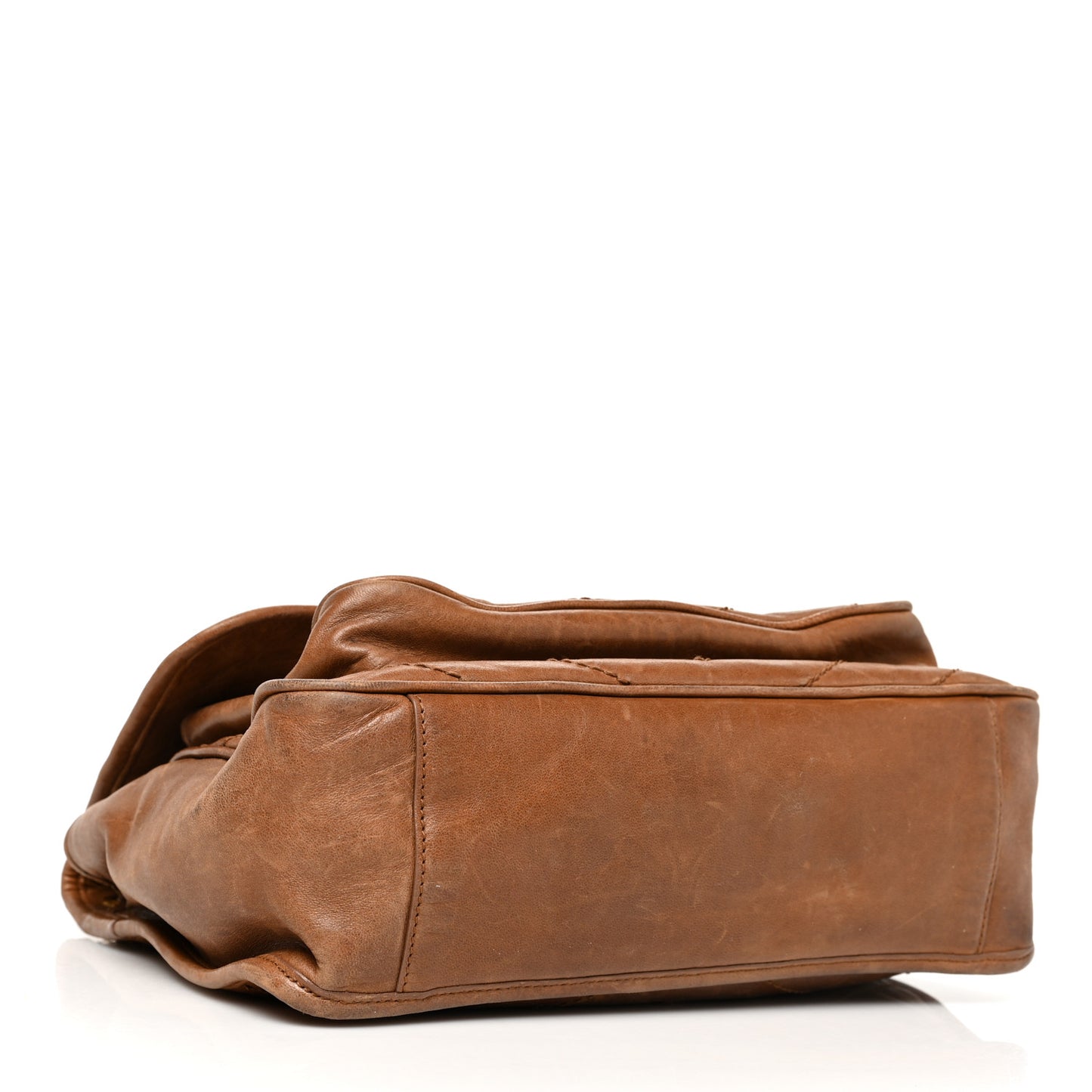 Crinkled Calfskin Matelasse Monogram Medium Niki Chain Satchel Brown