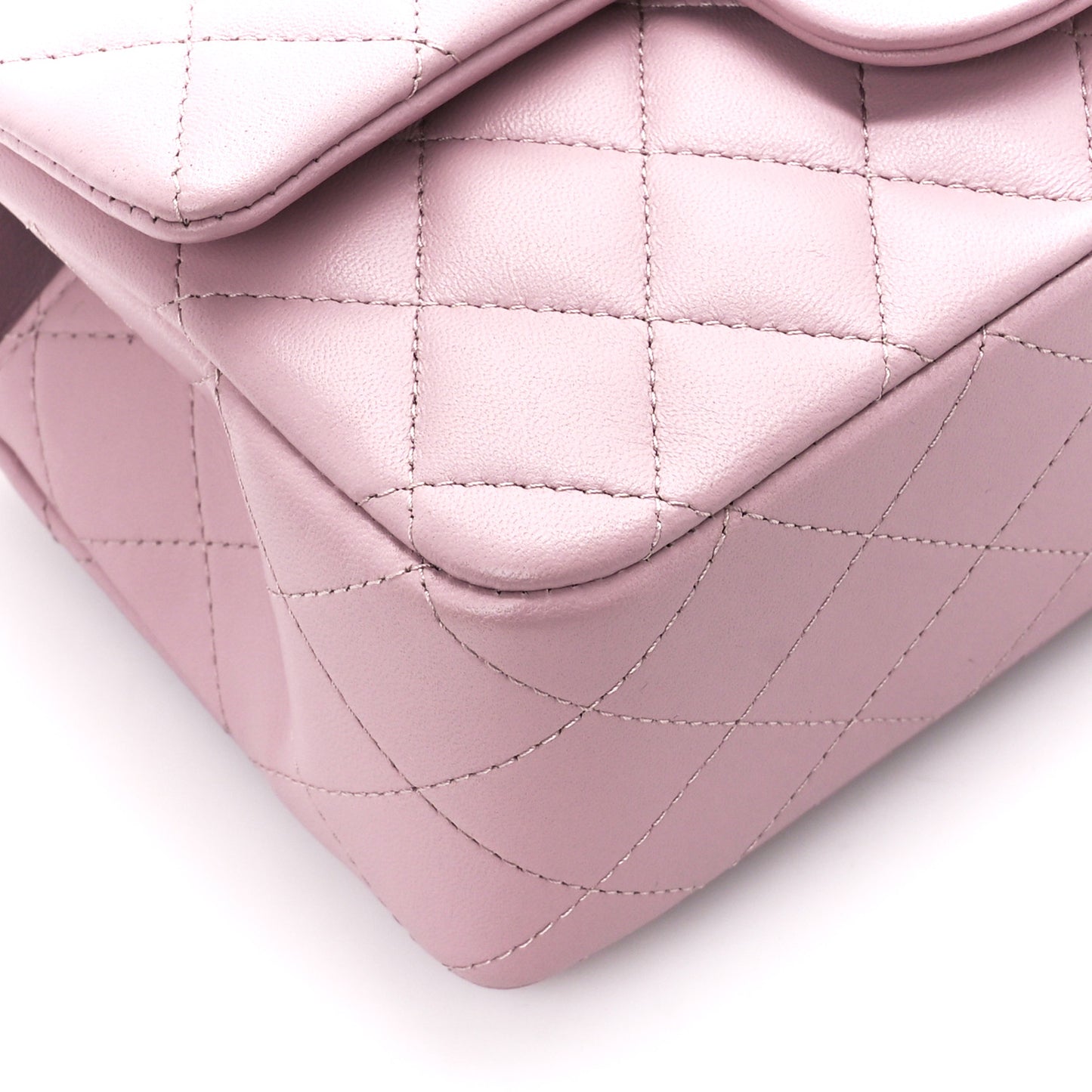 Lambskin Quilted Mini Top Handle Rectangular Flap Light Pink