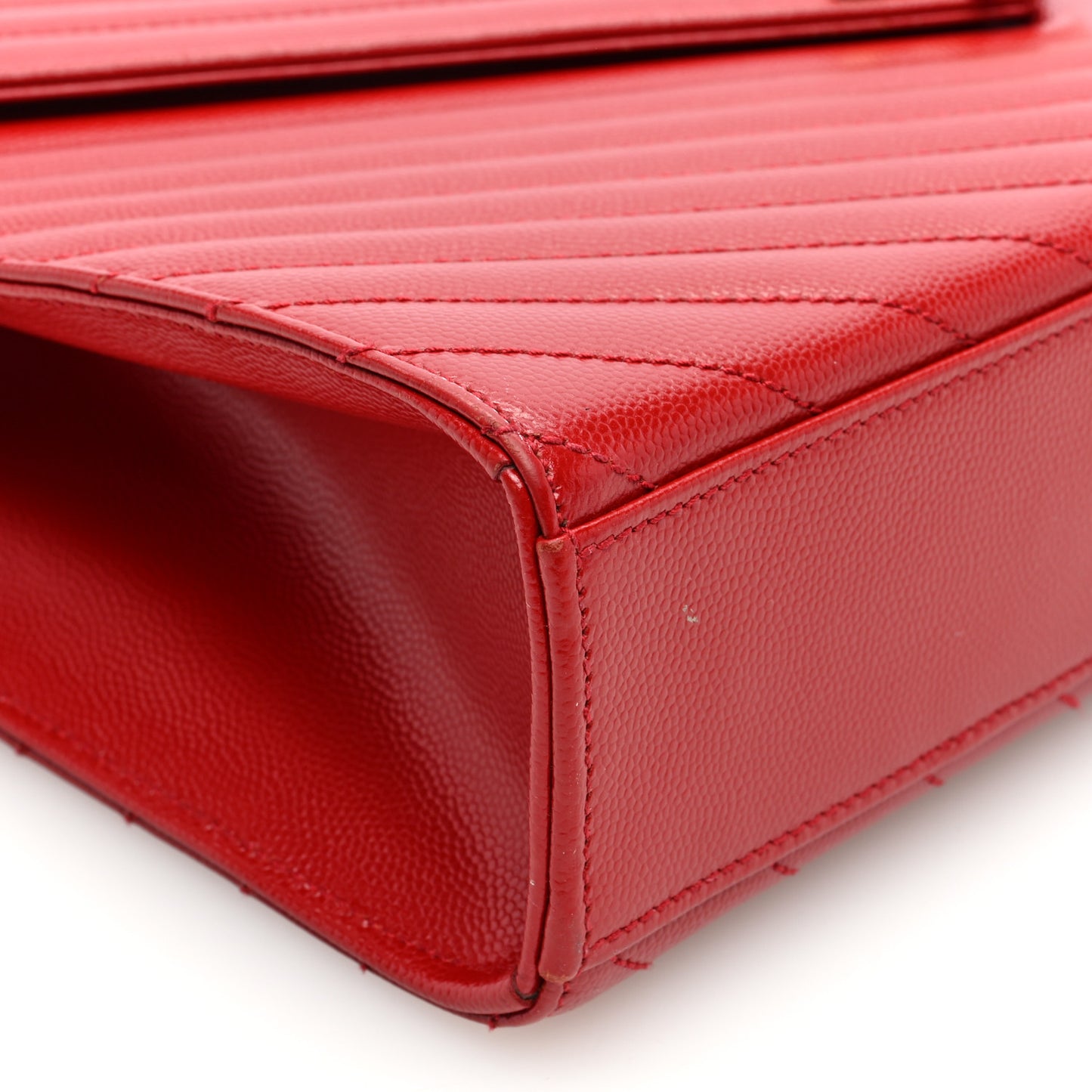Grain De Poudre Matelasse Chevron Large Monogram Satchel Lipstick Red