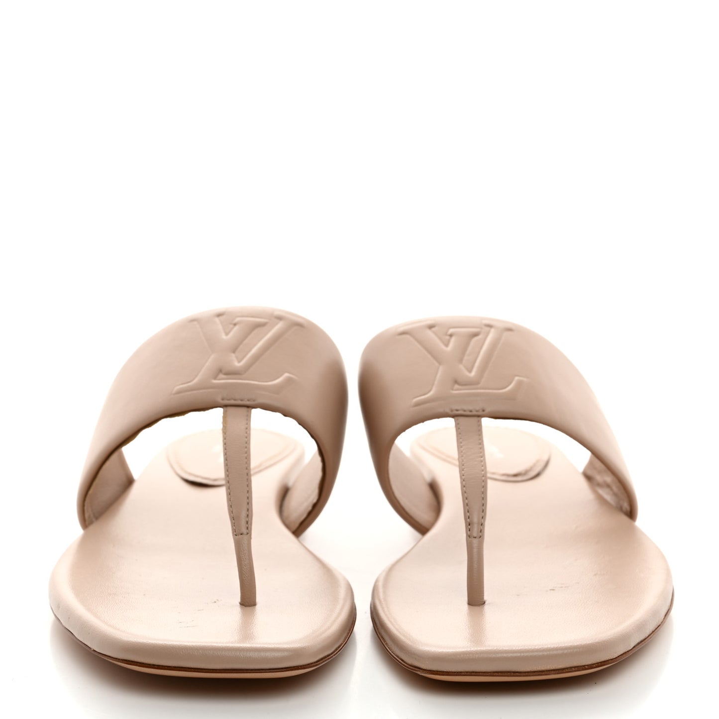 Lambskin Embossed Monogram Drapy Flat Thong Sandal 37 Beige