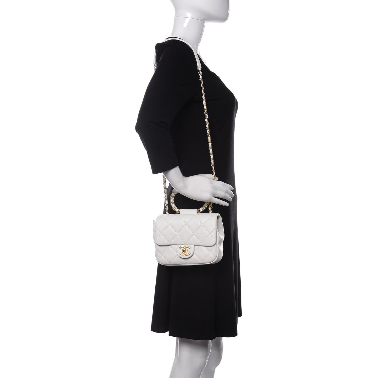 Lambskin Quilted Small In The Loop Handle Flap Bag White