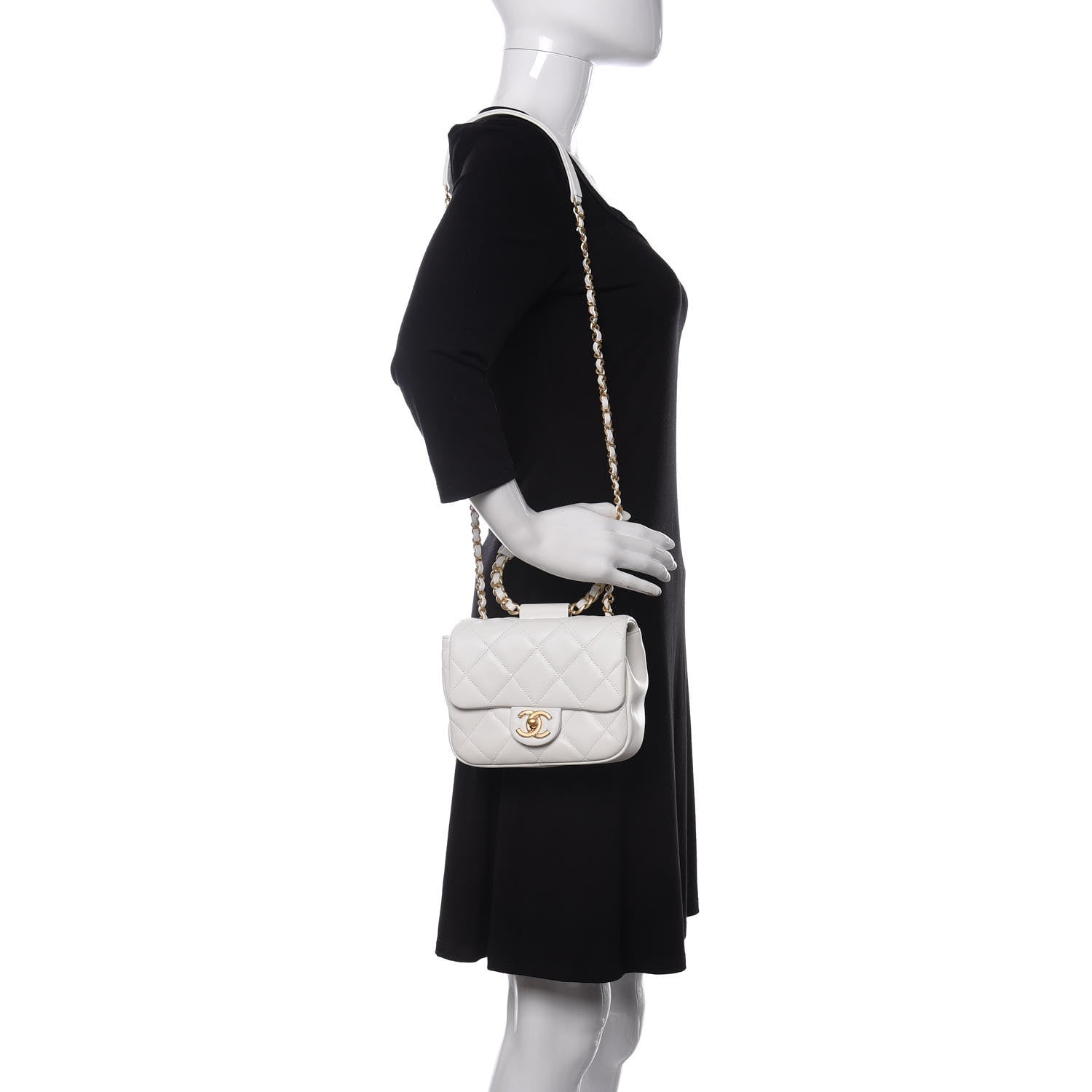 Chanel Lambskin Quilted Small In The Loop Handle Flap Bag White 2 of 10