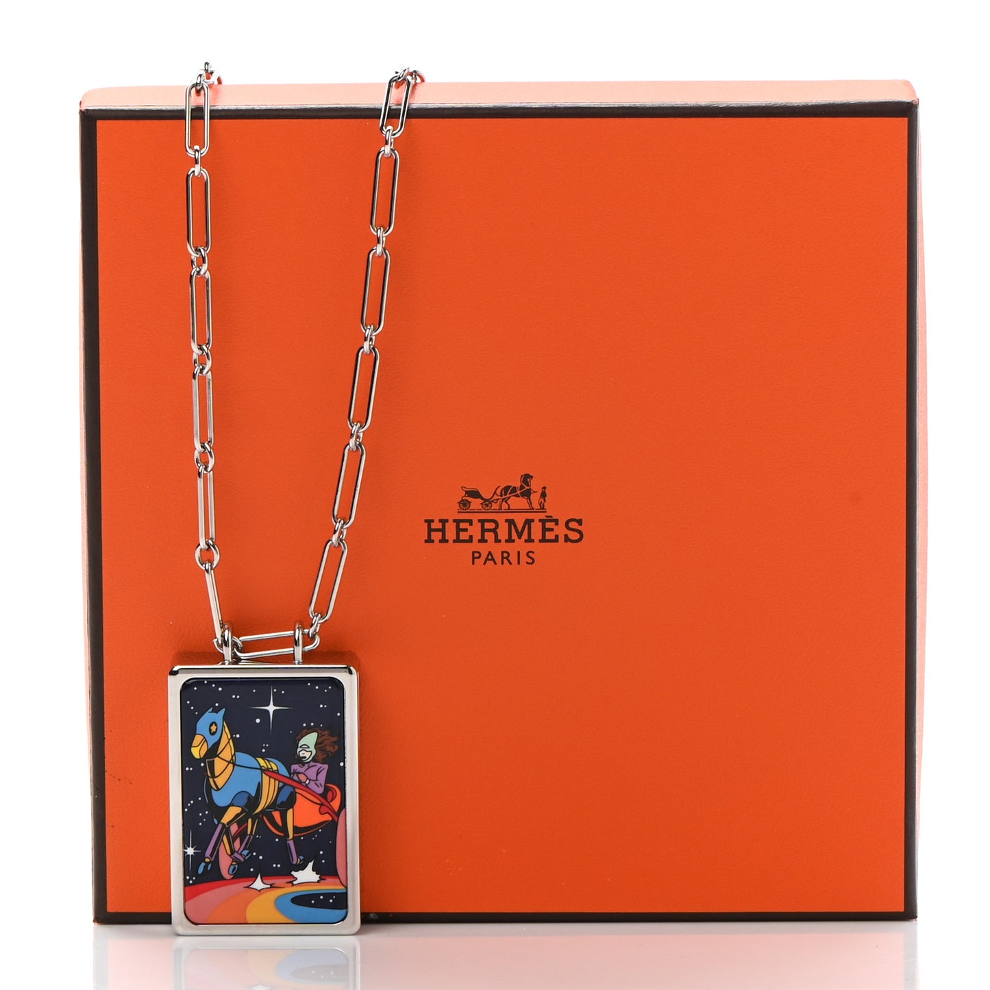 Palladium Enamel Space Derby Dream Box Necklace