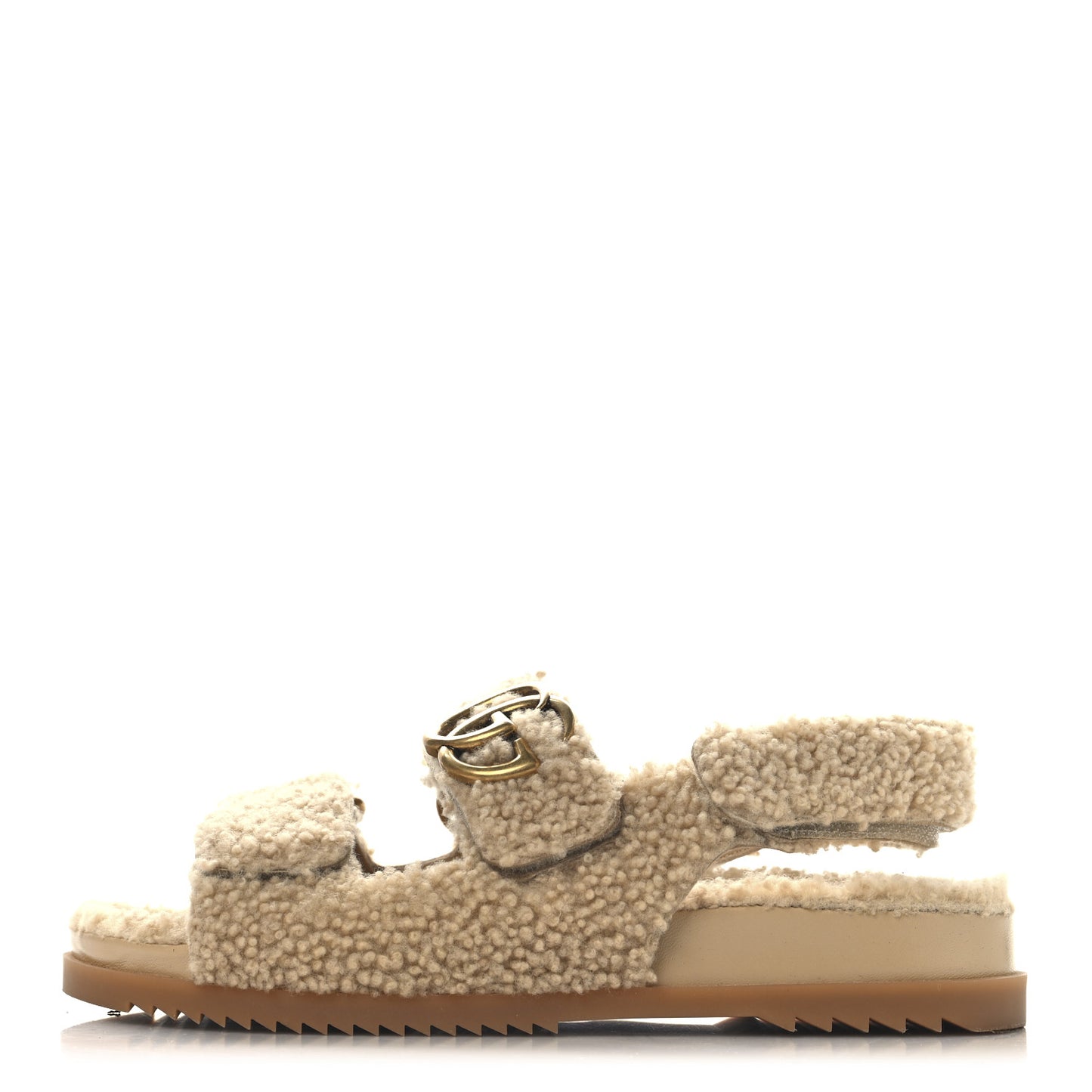 Merino Wool Interlocking G Dad Sandals 37.5 Butterscotch