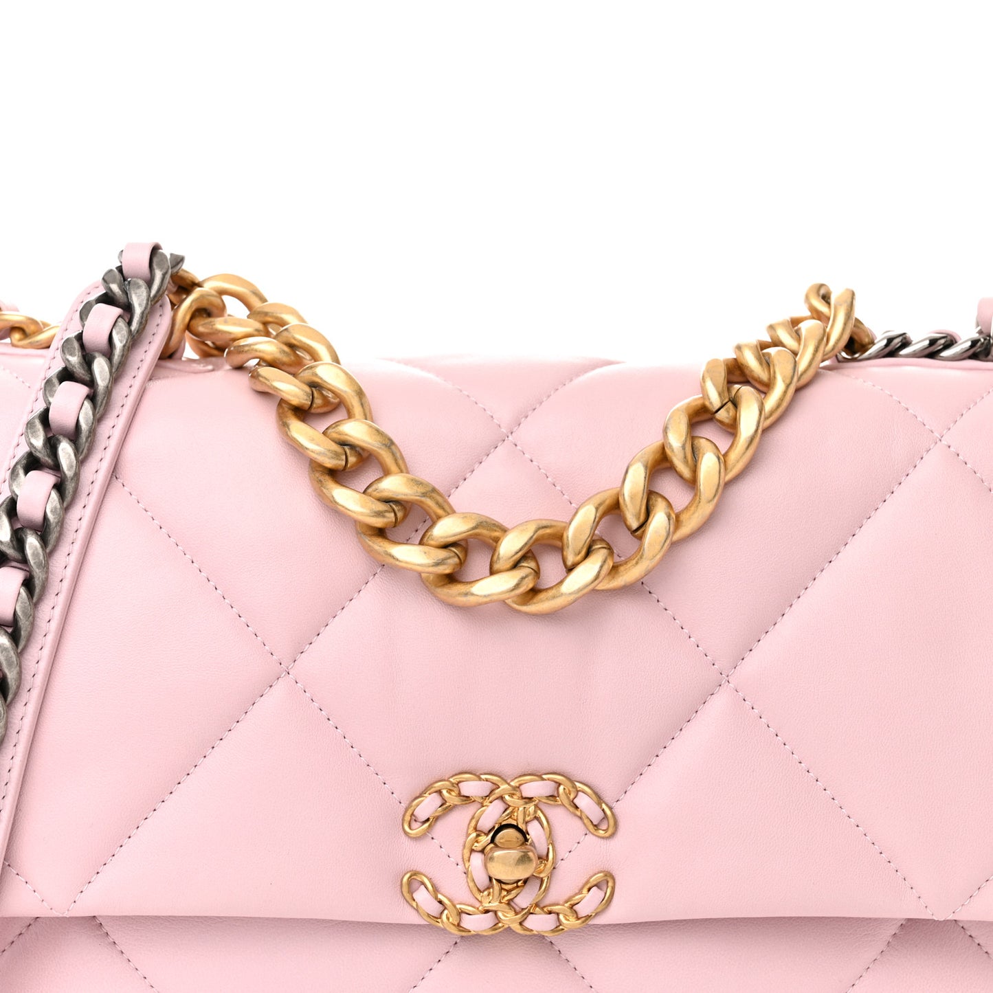 Lambskin Quilted Medium Chanel 19 Flap Light Pink