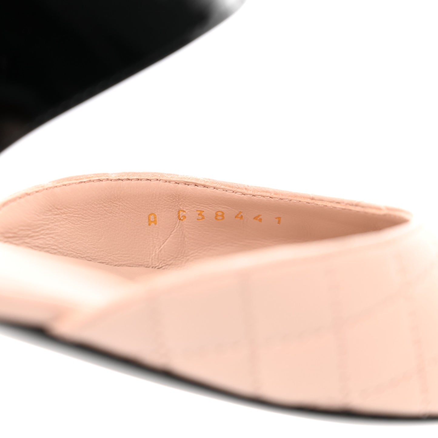 Patent Lambskin Quilted Cap Toe Ballerina Flats 36 Beige Black
