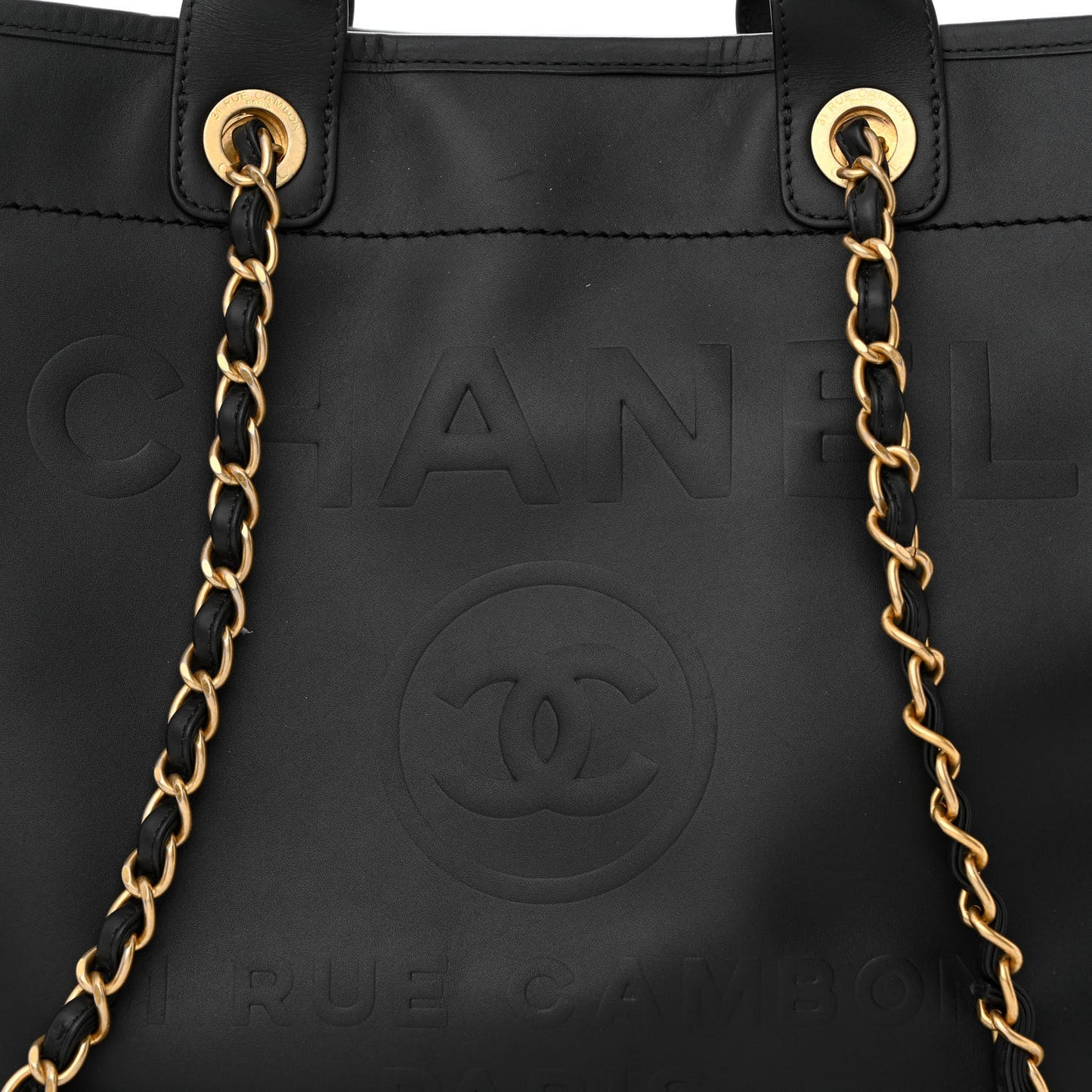 Calfskin Medium Deauville Tote Black