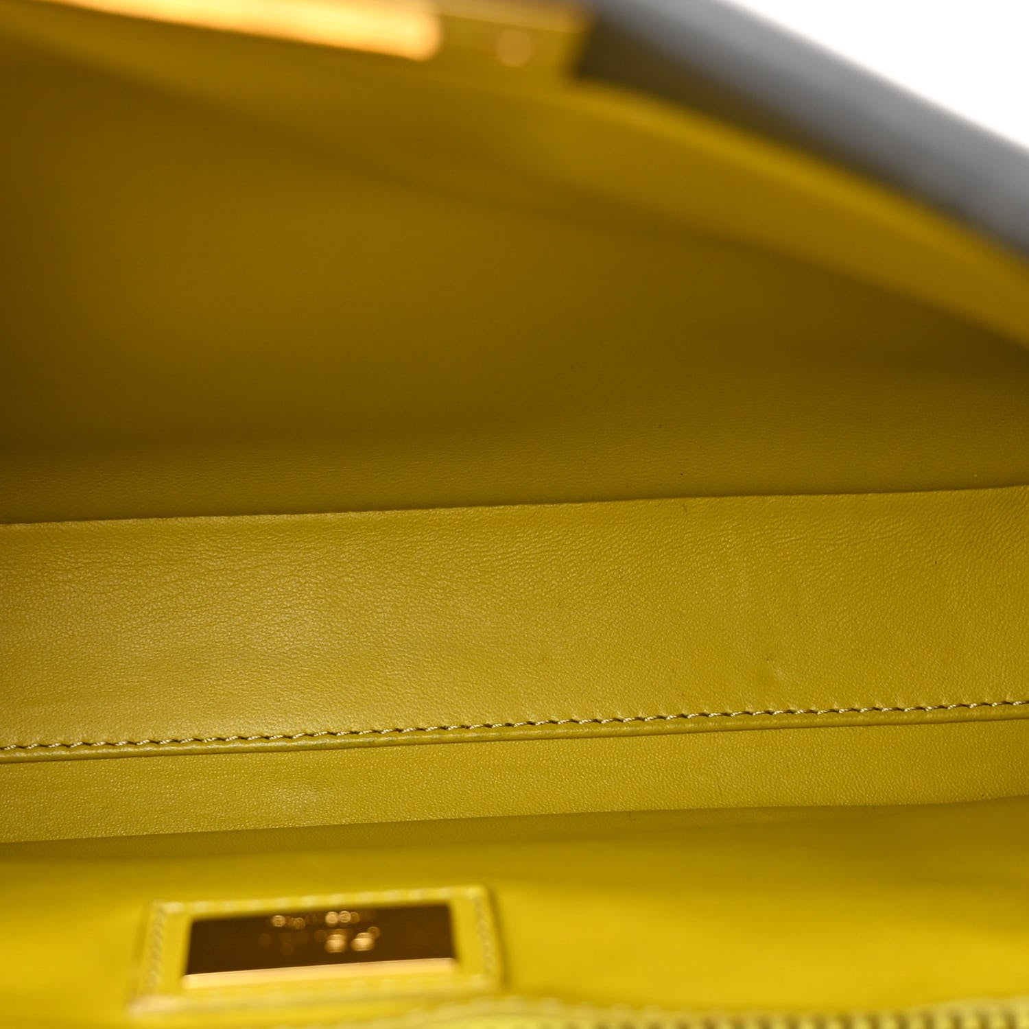 Fendi Vitello Morgan Shiny Nappa Medium Peekaboo Iconic Satchel Piombo Lime 5 of 11
