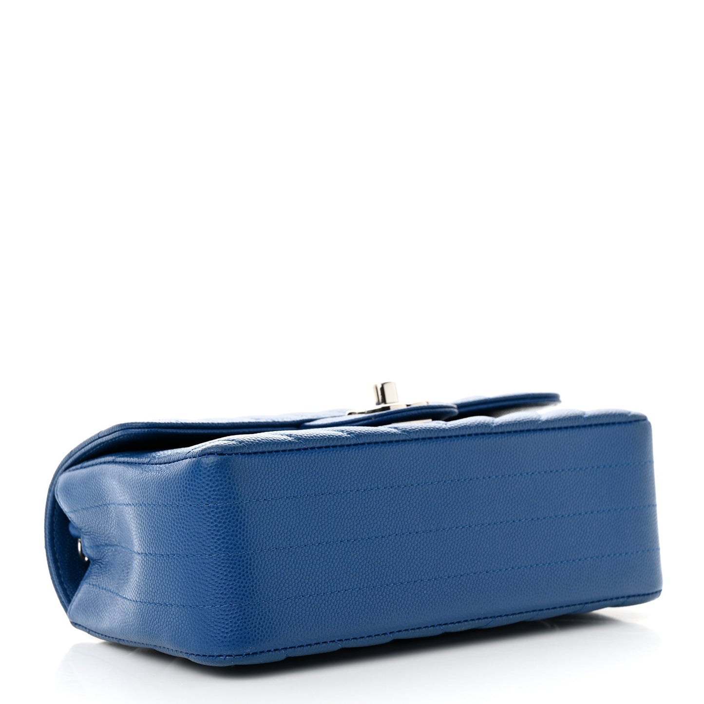 Caviar Chevron Quilted Mini Rectangular Flap Blue