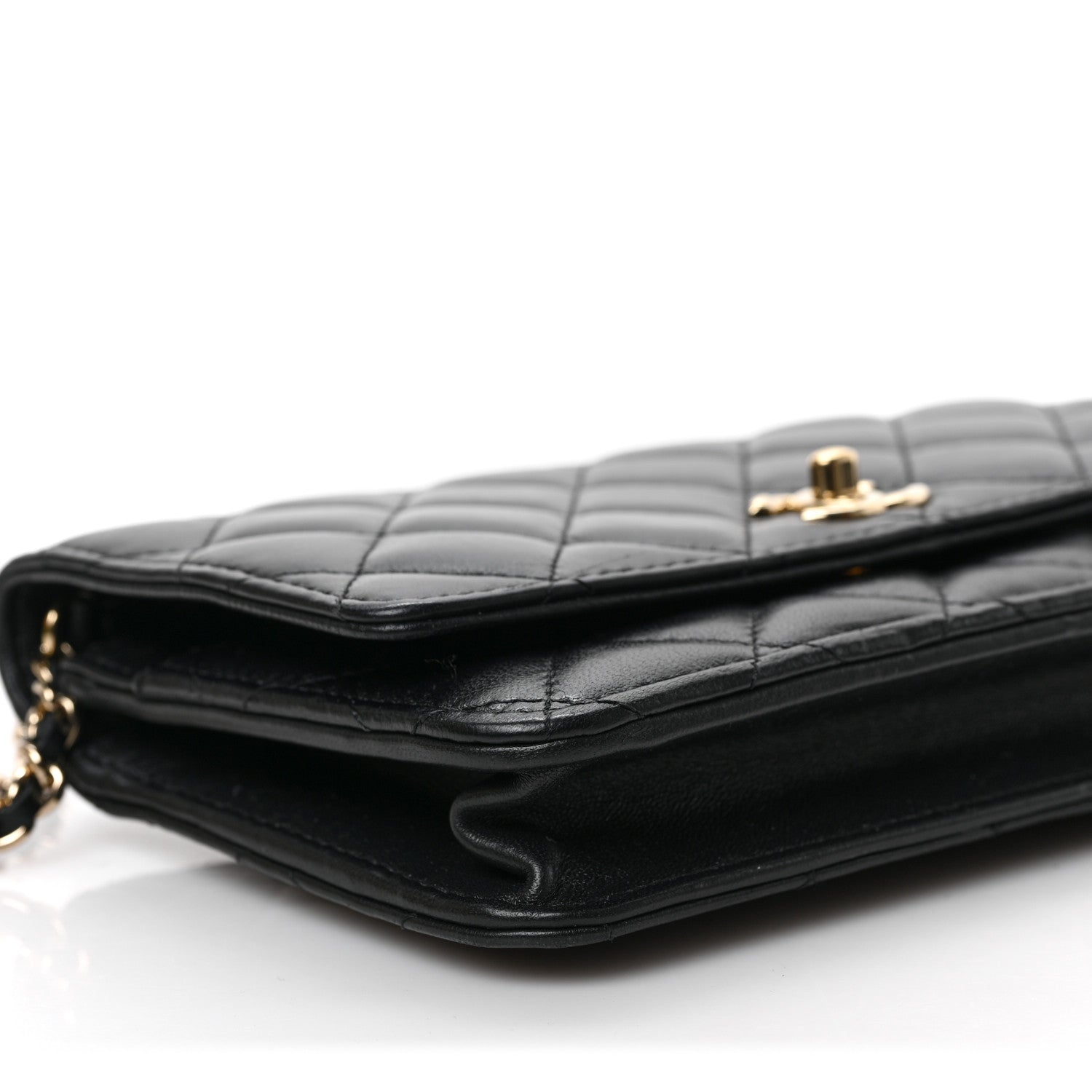 Chanel Lambskin Enamel Quilted Pearl Crush Wallet On Chain WOC Black 8 of 9