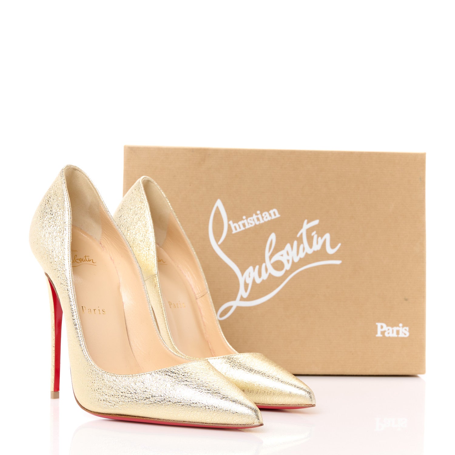 Christian Louboutin Nappa Pepite So Kate 120 Pumps 38 Gold 10 of 10