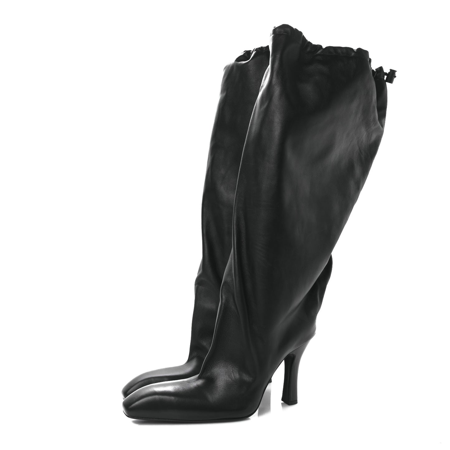Shiny Super Soft Calfskin Falkon 105mm Knee High Boots 37 Black