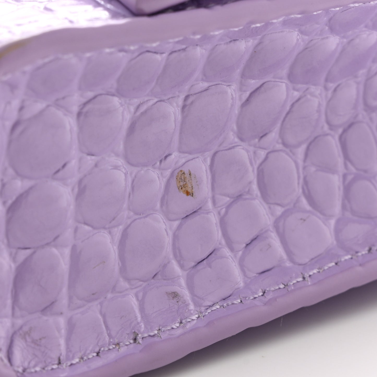 Shiny Calfskin Crocodile Embossed Hourglass Chain Bag Lilac