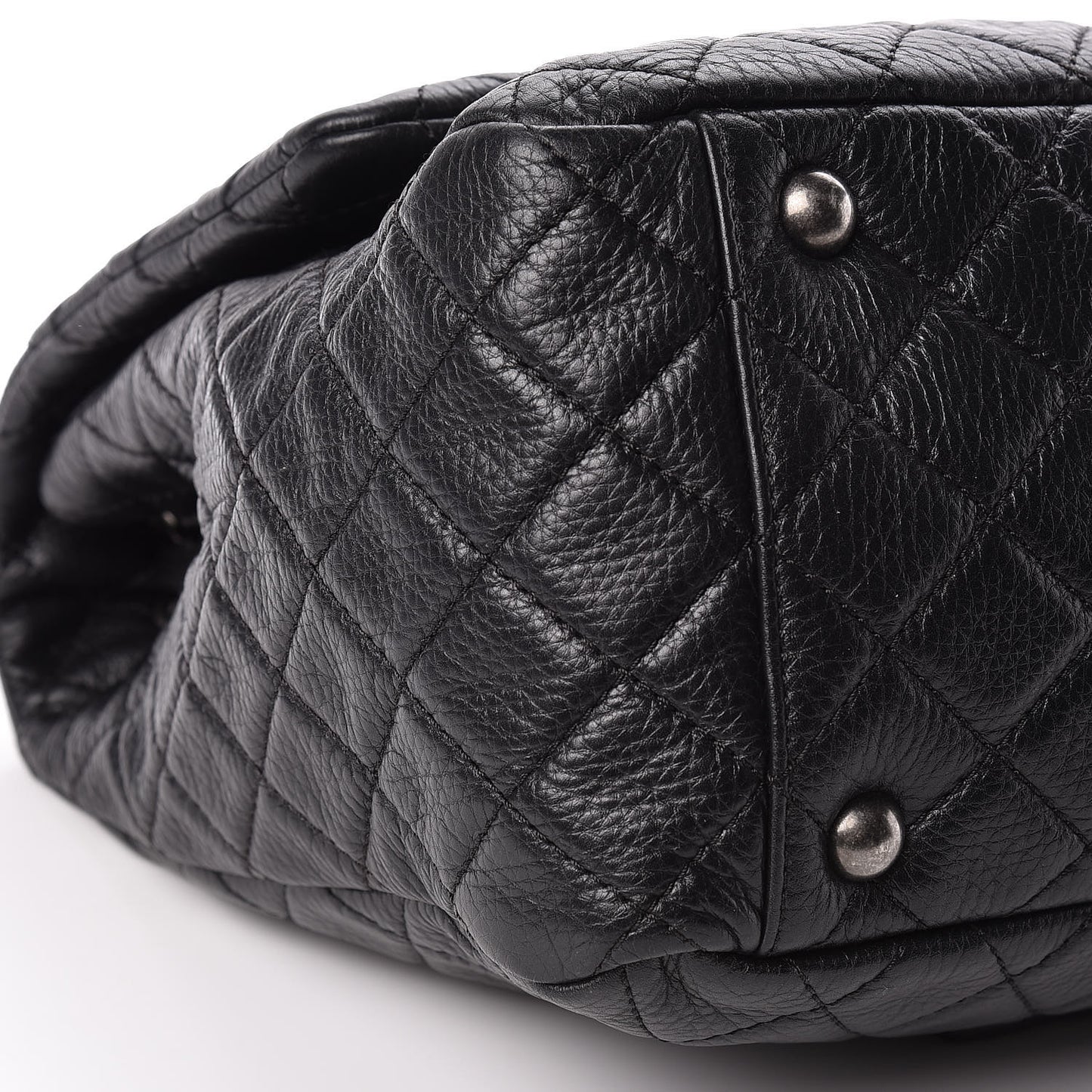 Calfskin Quilted XXL Travel Flap Bag Black