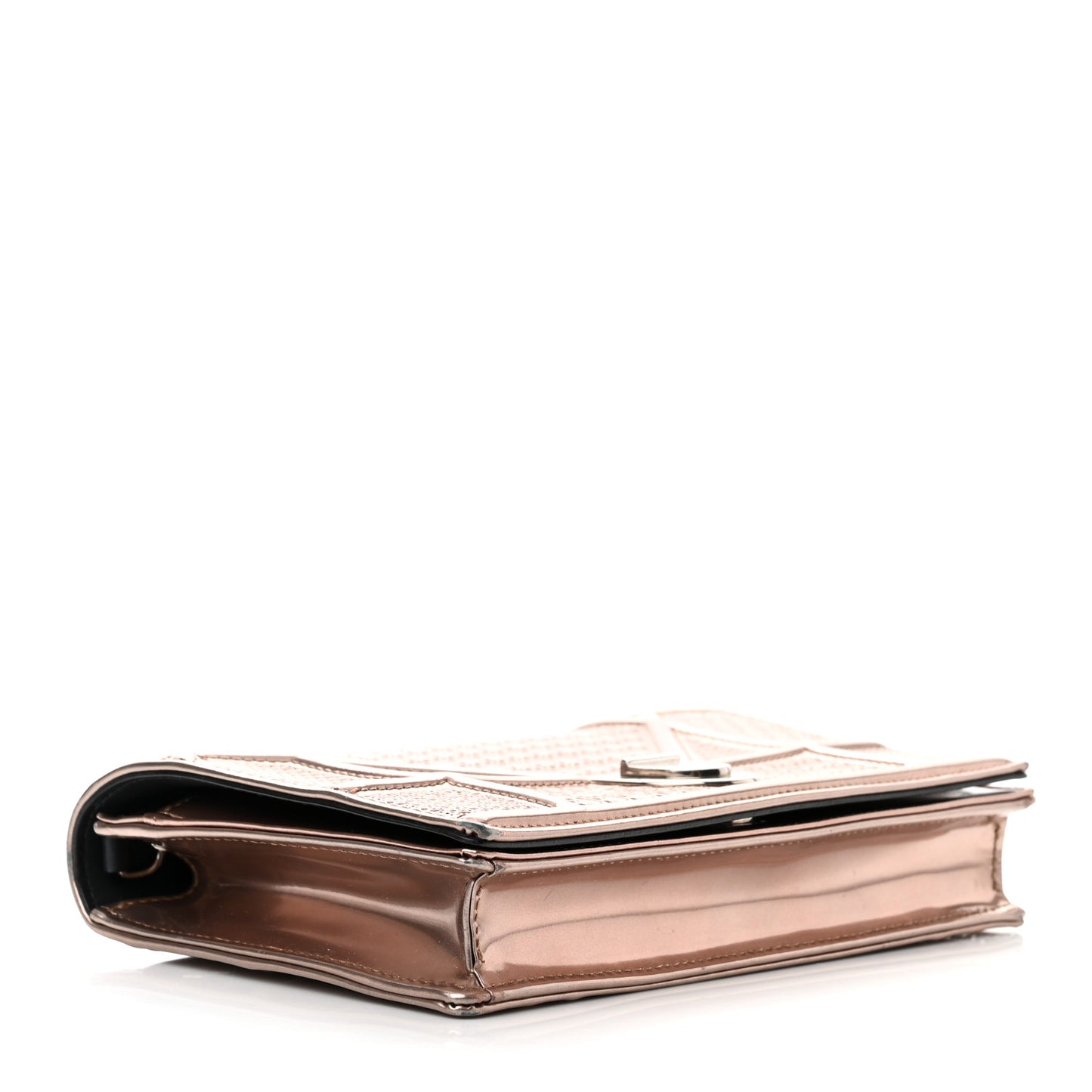 Metallic Patent Micro-Cannage Diorama Wallet on Chain Pouch Hyper Pink
