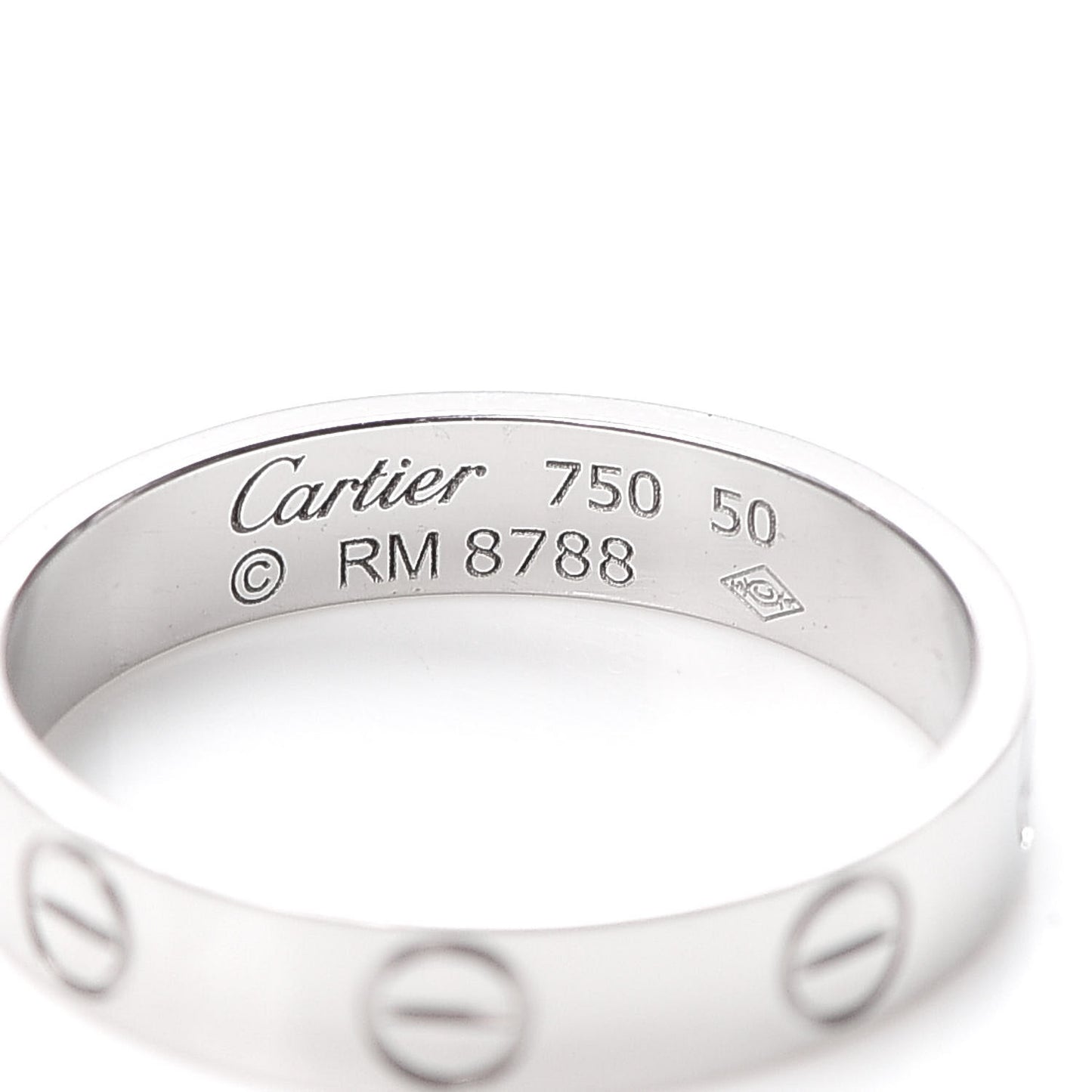 18K White Gold 3.5mm LOVE Wedding Band Ring 50 5.25