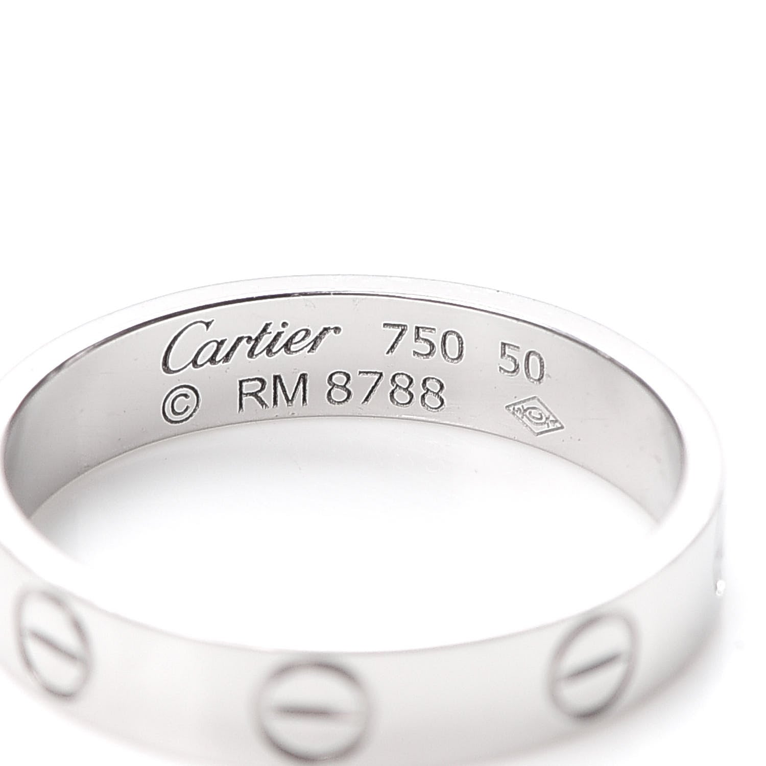 Cartier 18K White Gold 3.5mm LOVE Wedding Band Ring 50 5.25 4 of 5