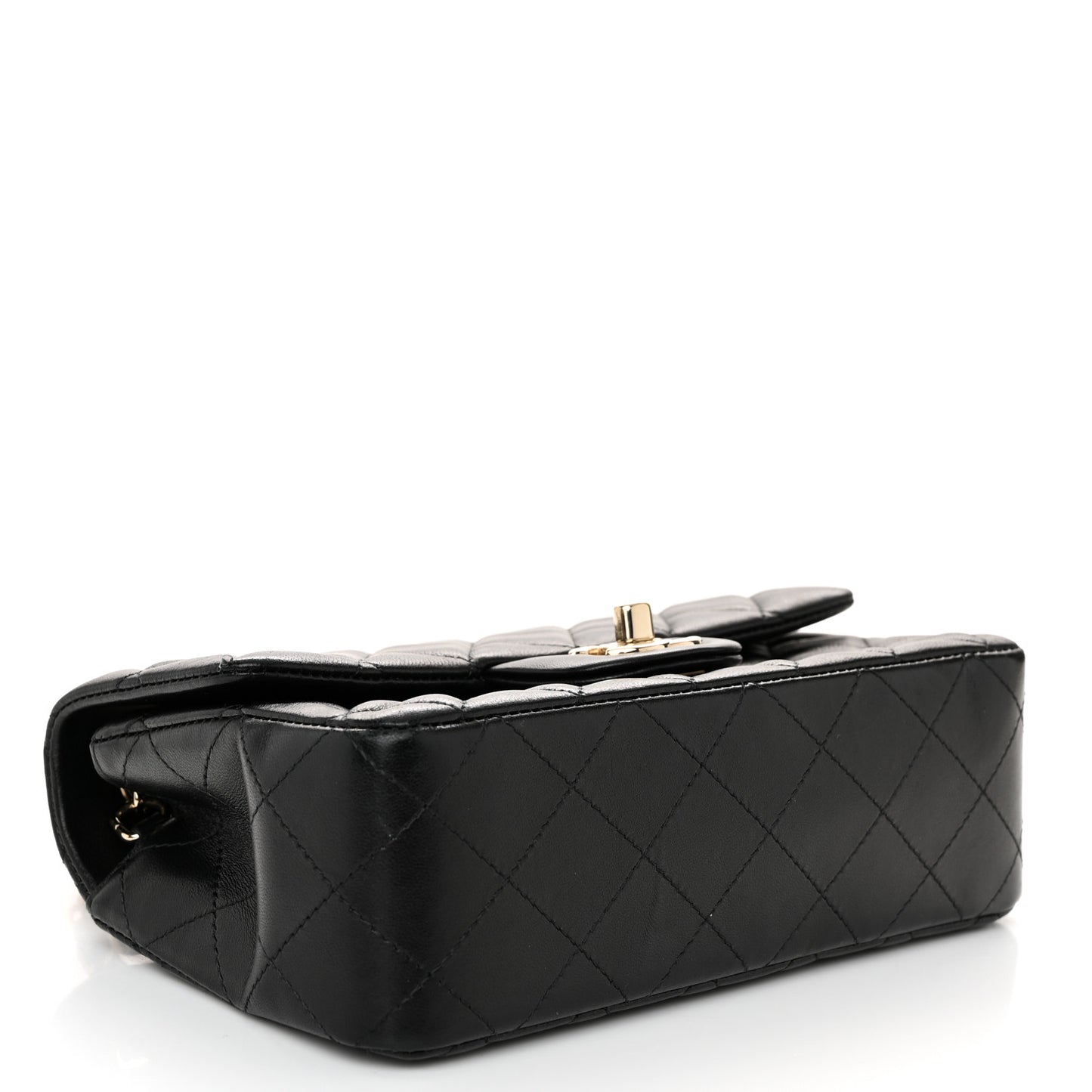 Lambskin Quilted Mini Rectangular Flap Black