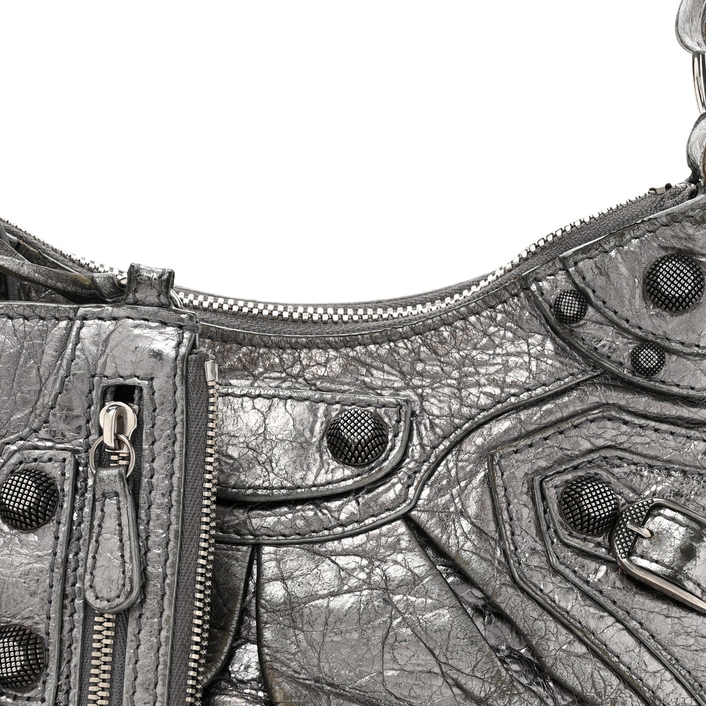 Metallic Agneau Arena Le Cagole Shoulder Bag XS Silver