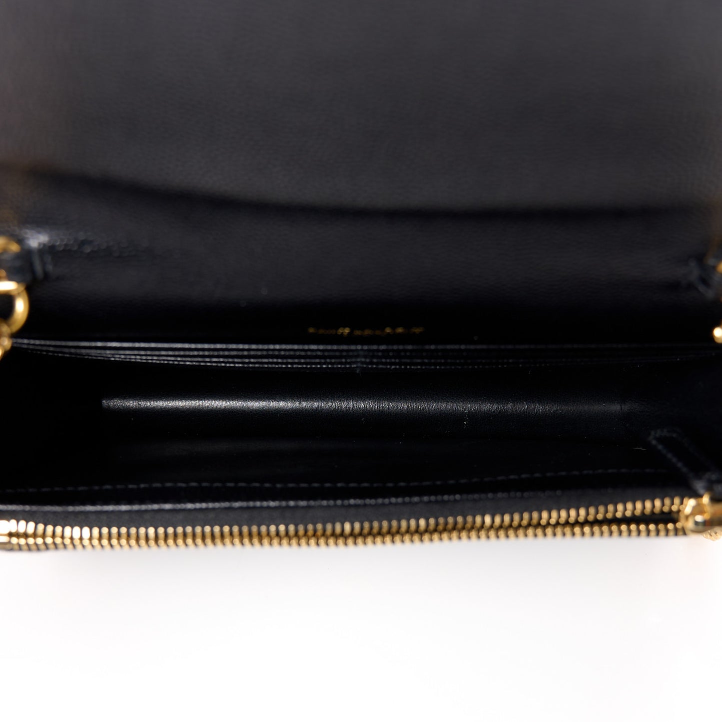 Grain De Poudre Matelasse Chevron Monogram Envelope Chain Wallet Black