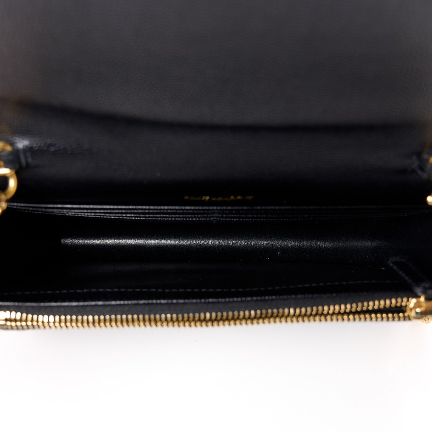 Saint Laurent Grain De Poudre Matelasse Chevron Monogram Envelope Chain Wallet Black 5 of 9