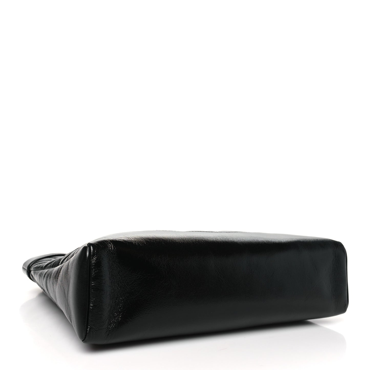 Shiny Lambskin Quilted Small 31 Shopping Bag Black