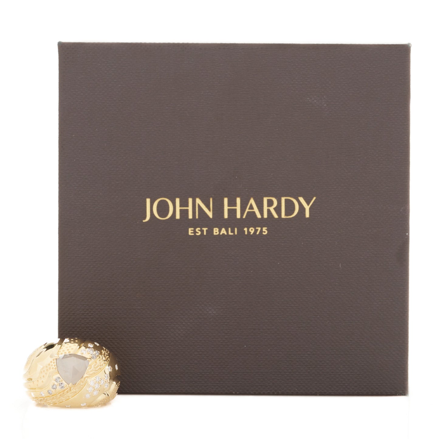 18K Yellow Gold Grey Diamond Lahar Dome Ring 54 7