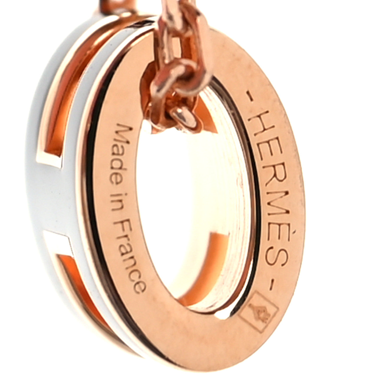 Lacquered Rose Gold Mini Pop H Pendant Necklace Black