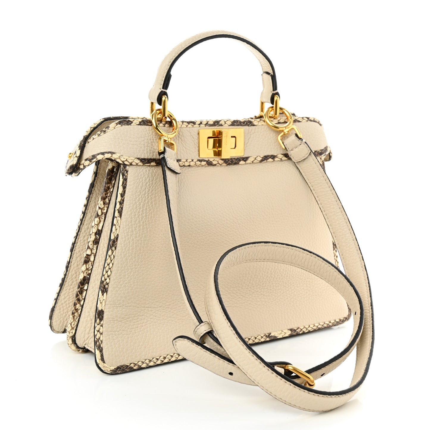 Cuoio Romano Elaphe Chamois Python Print Small Peekaboo I SEE U Satchel Camelia