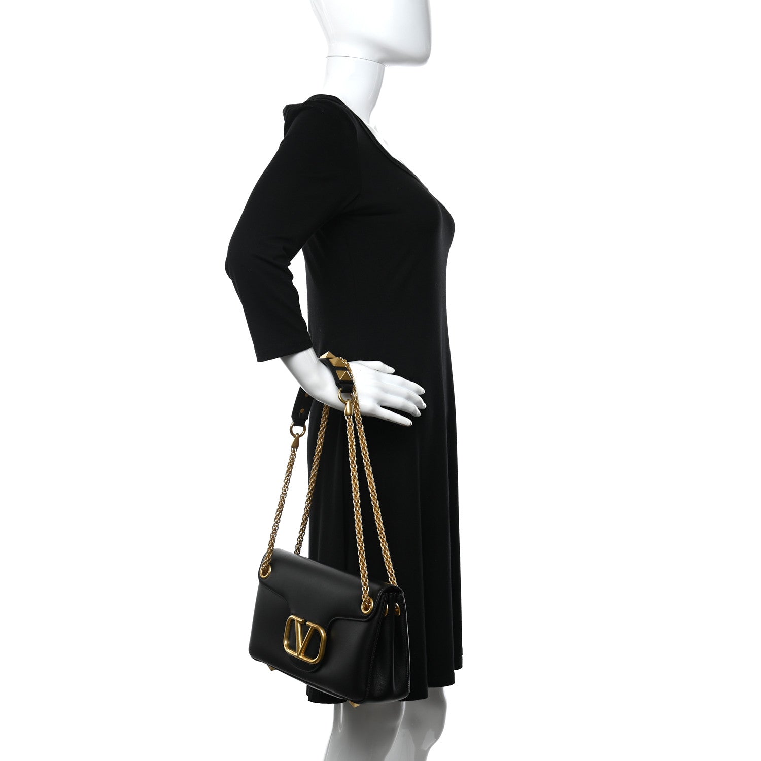 Valentino Garavani Nappa Stud Sign Shoulder Bag Black 2 of 9