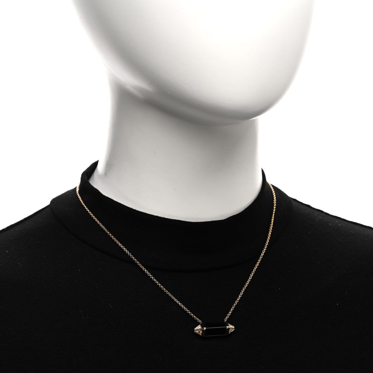 18K Yellow Gold Diamond Black Onyx Les Berlingots de Cartier Medium Necklace
