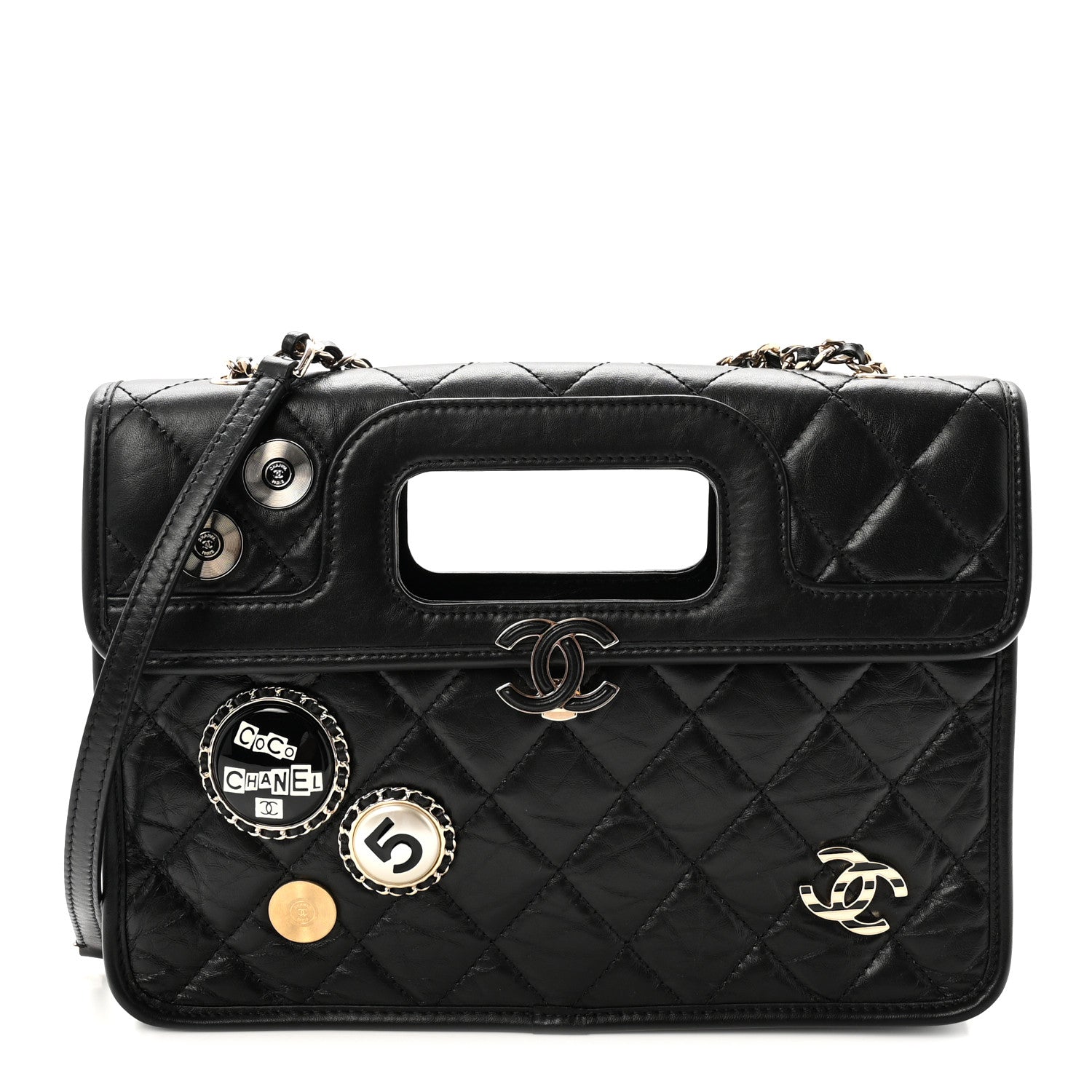Chanel Aged Calfskin Charms Flap Bag Black 1914290 – FASHIONPHILE