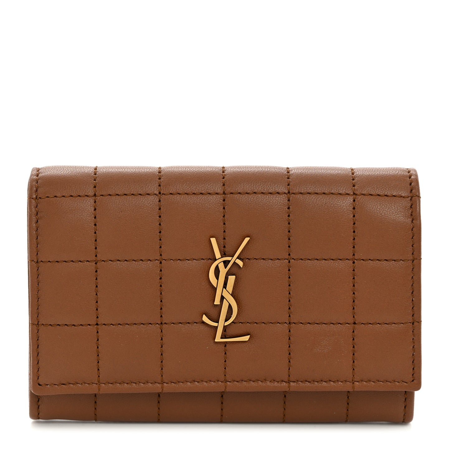 Goatskin Carre Quilted Cassandre Small Envelope Wallet Fox