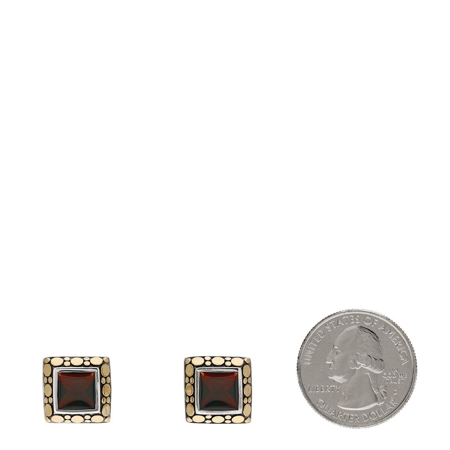 Sterling Silver 18K Yellow Gold Garnet Dot Cufflinks