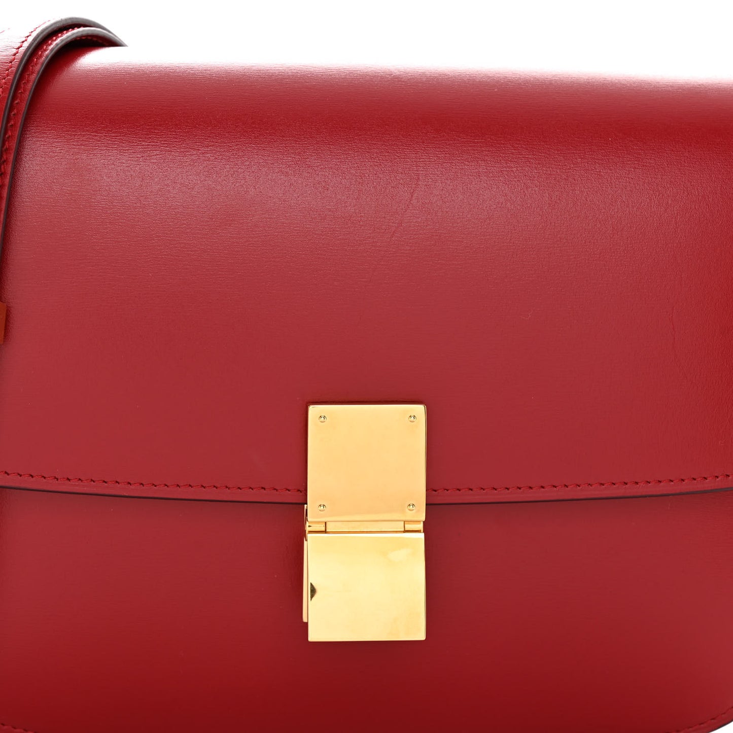 Box Calfskin Medium Classic Box Flap Bag Red