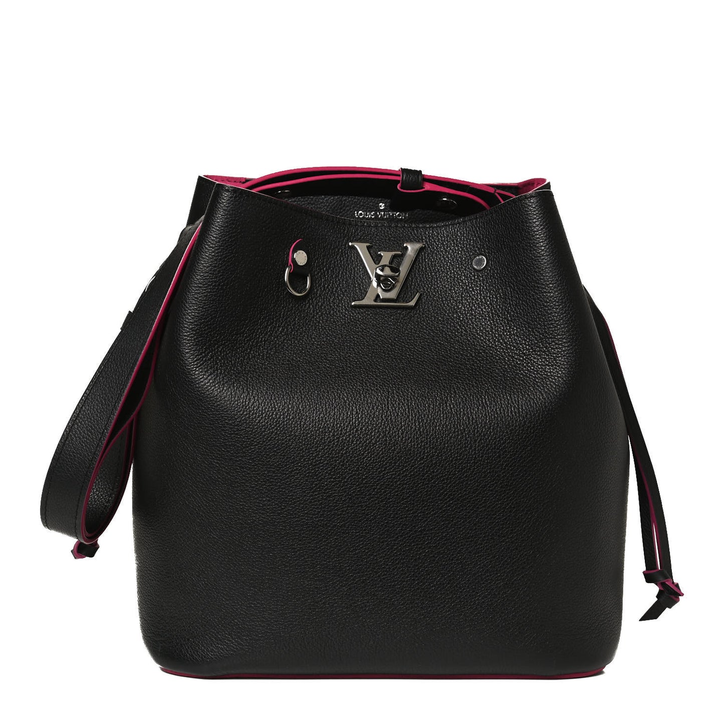 Calfskin Lockme Bucket Black
