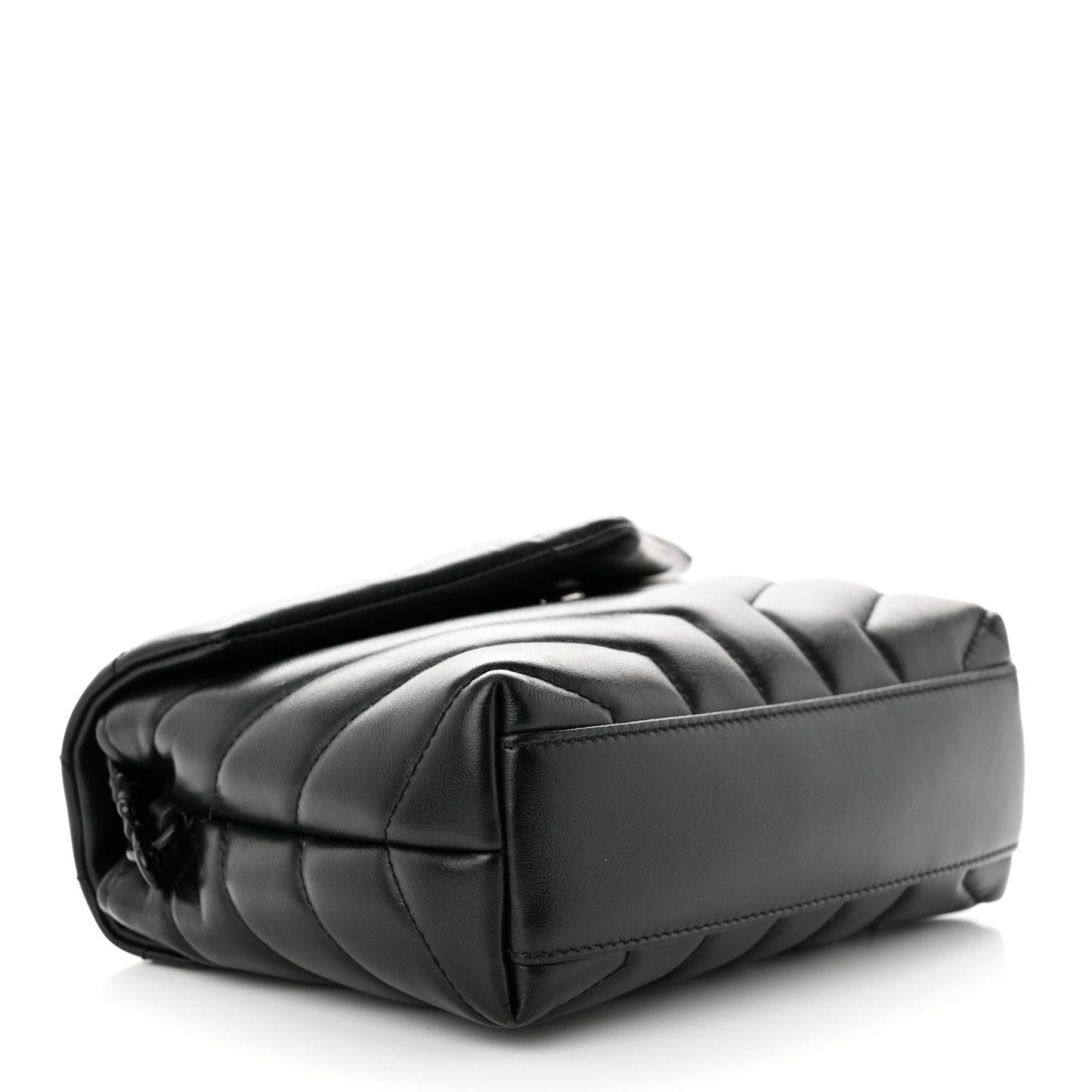 Calfskin Y Quilted Monogram Monochrome Toy Loulou Crossbody Bag Black