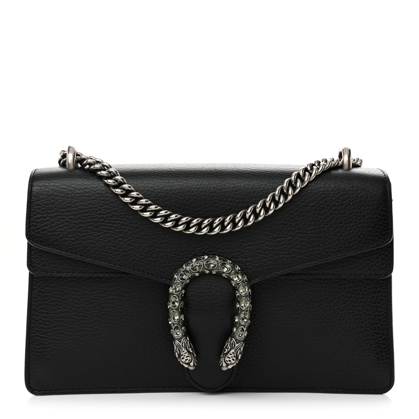 Pebbled Calfskin Small Dionysus Shoulder Bag Black