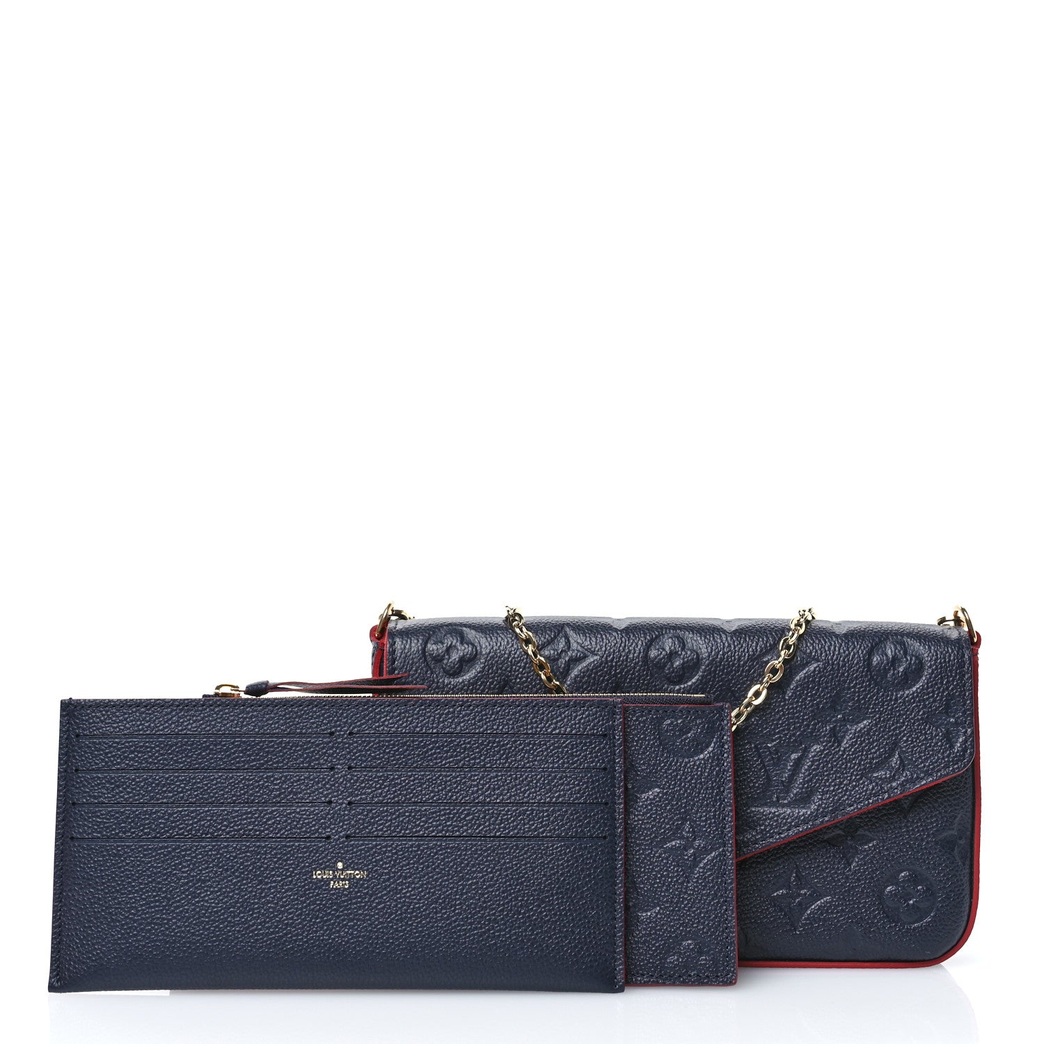 Louis Vuitton Empreinte Pochette Felicie Chain Wallet Marine Rouge 3 of 12