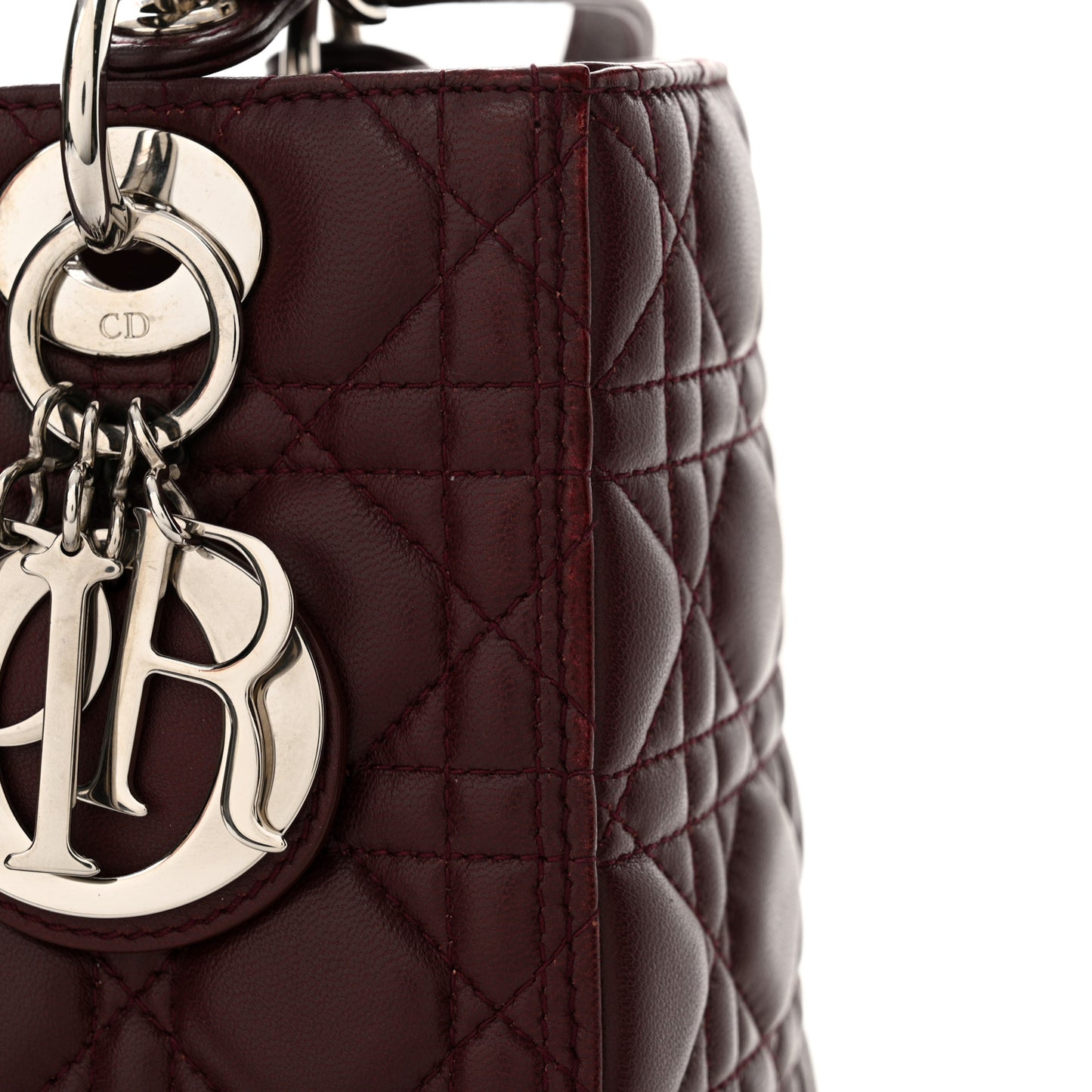 Lambskin Cannage Medium Lady Dior Burgundy