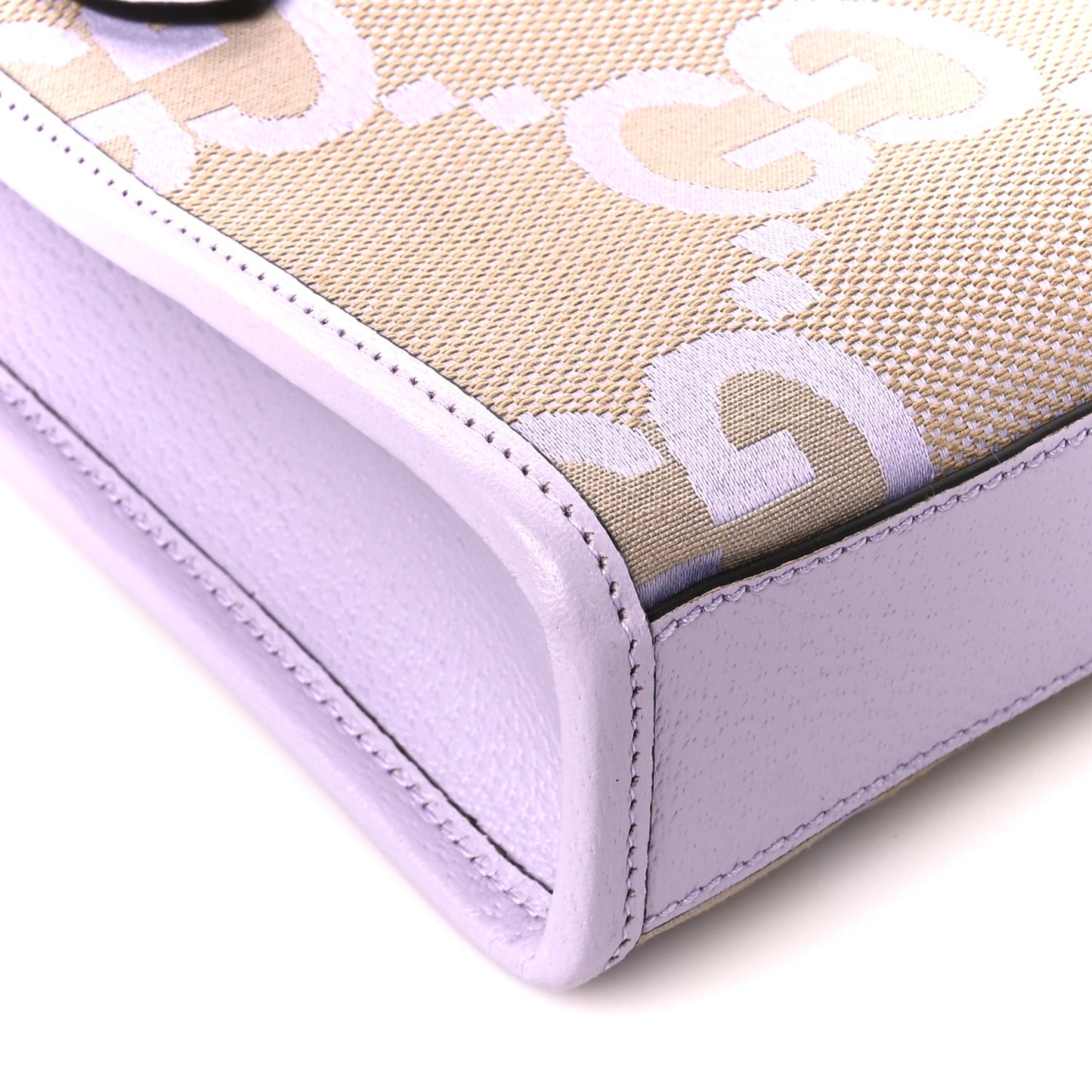 Monogram Jumbo GG Textured Dollar Calfskin Mini Tote Bag Beige Lapis