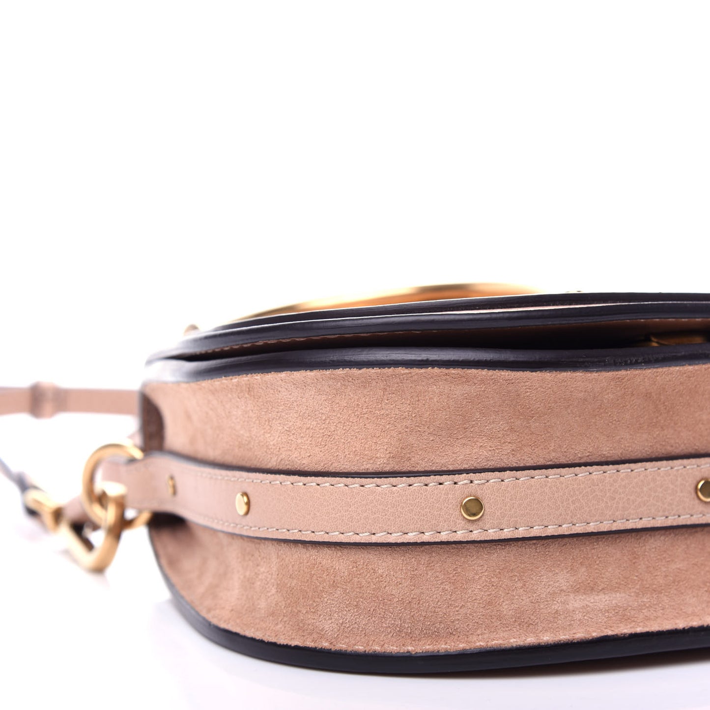 Calfskin Suede Small Nile Bracelet Bag Biscotti Beige