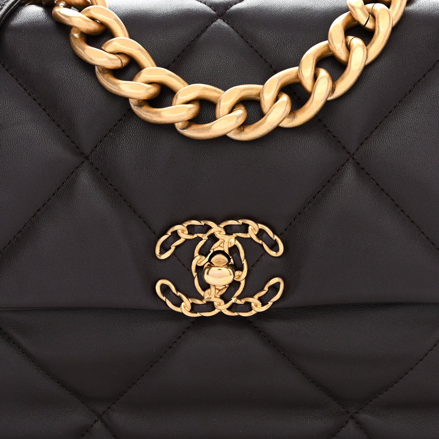 Chanel Lambskin Quilted Large Chanel 19 Flap Dark Brown 8 of 10