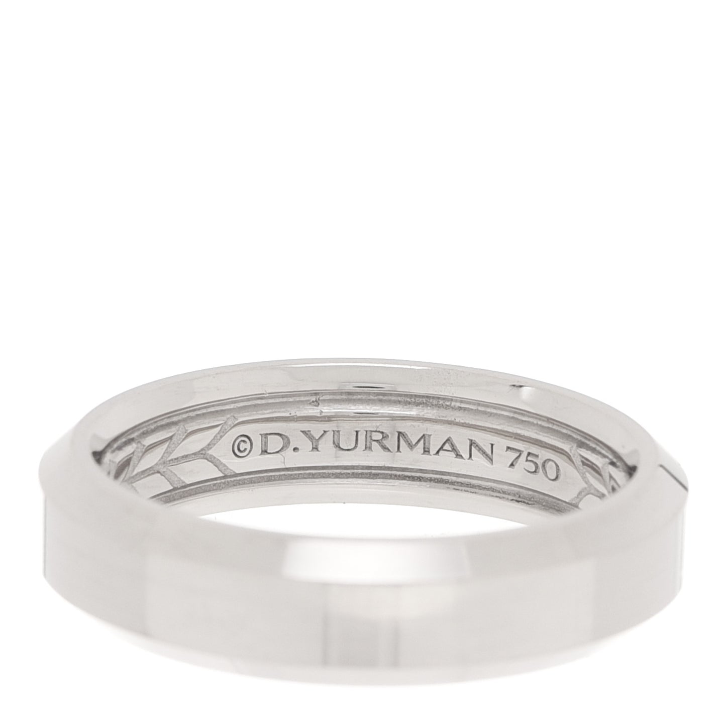 18K White Gold 6mm Beveled Band Ring 62 10