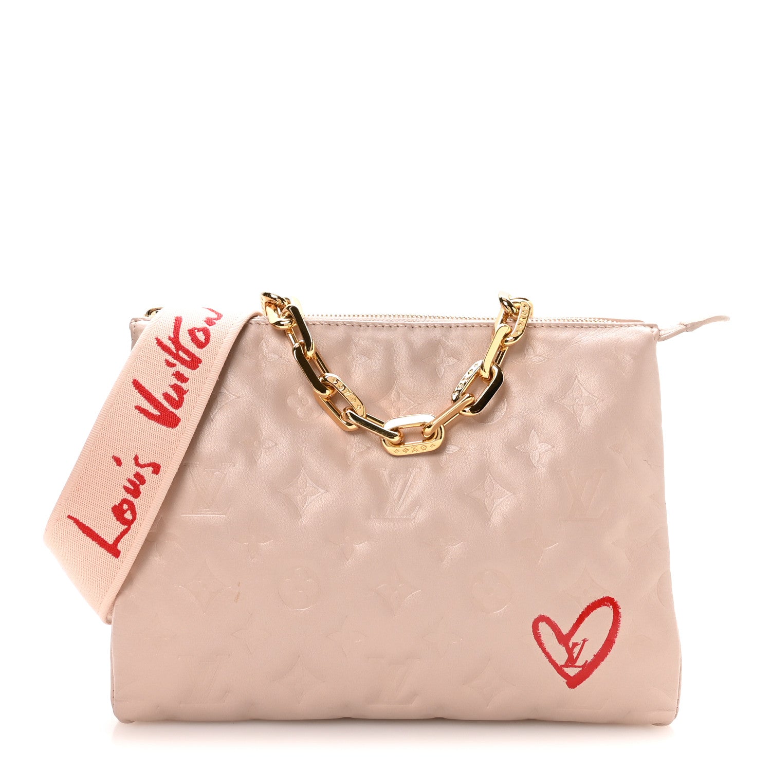Louis Vuitton Lambskin Embossed Monogram Fall In Love Coussin PM