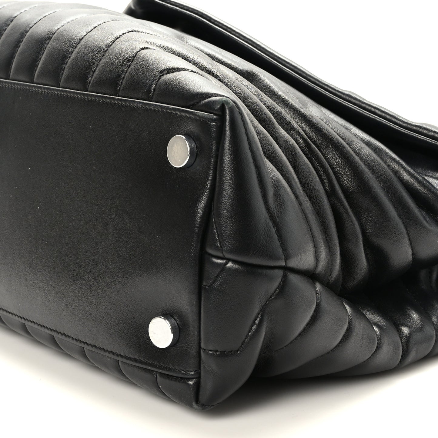 Calfskin Y Quilted Monogram Large Loulou Chain Satchel Black