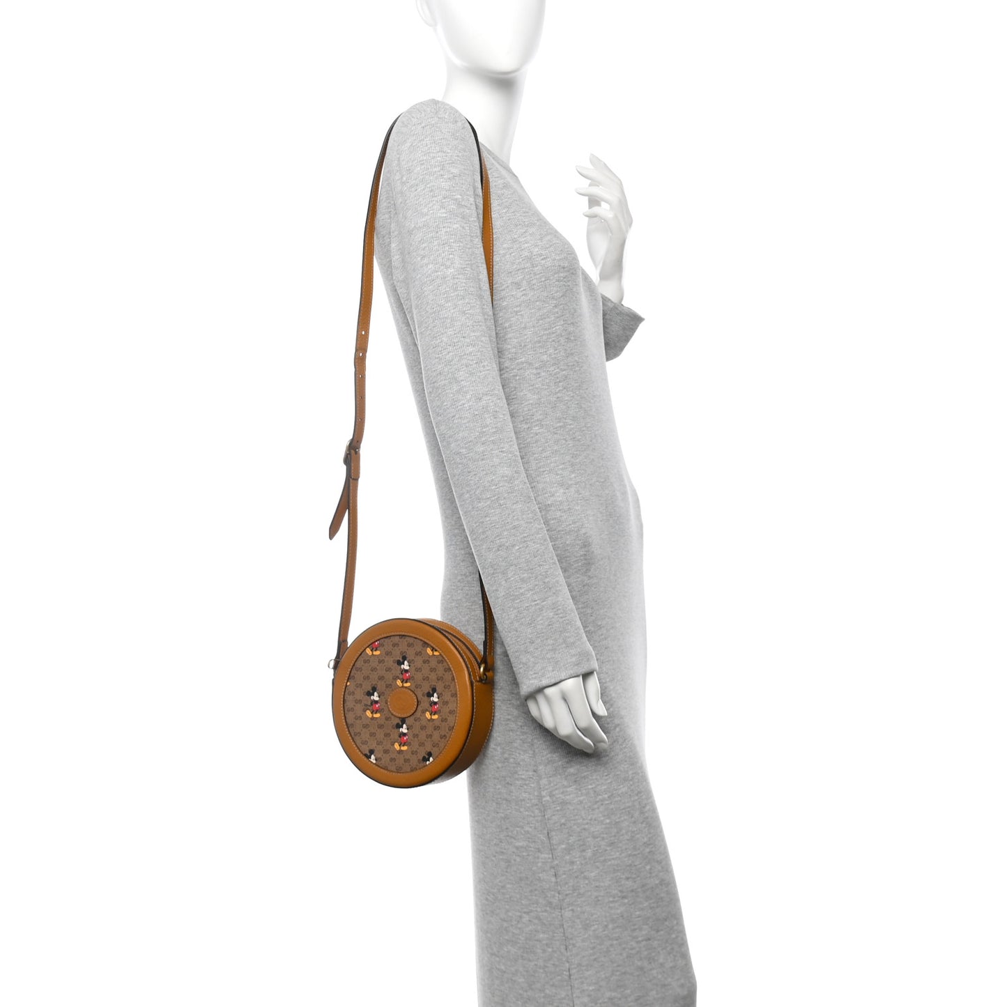 X DISNEY Mini Vintage GG Supreme Monogram Mickey Mouse Round Shoulder Bag Beige Vintage Sun Oil